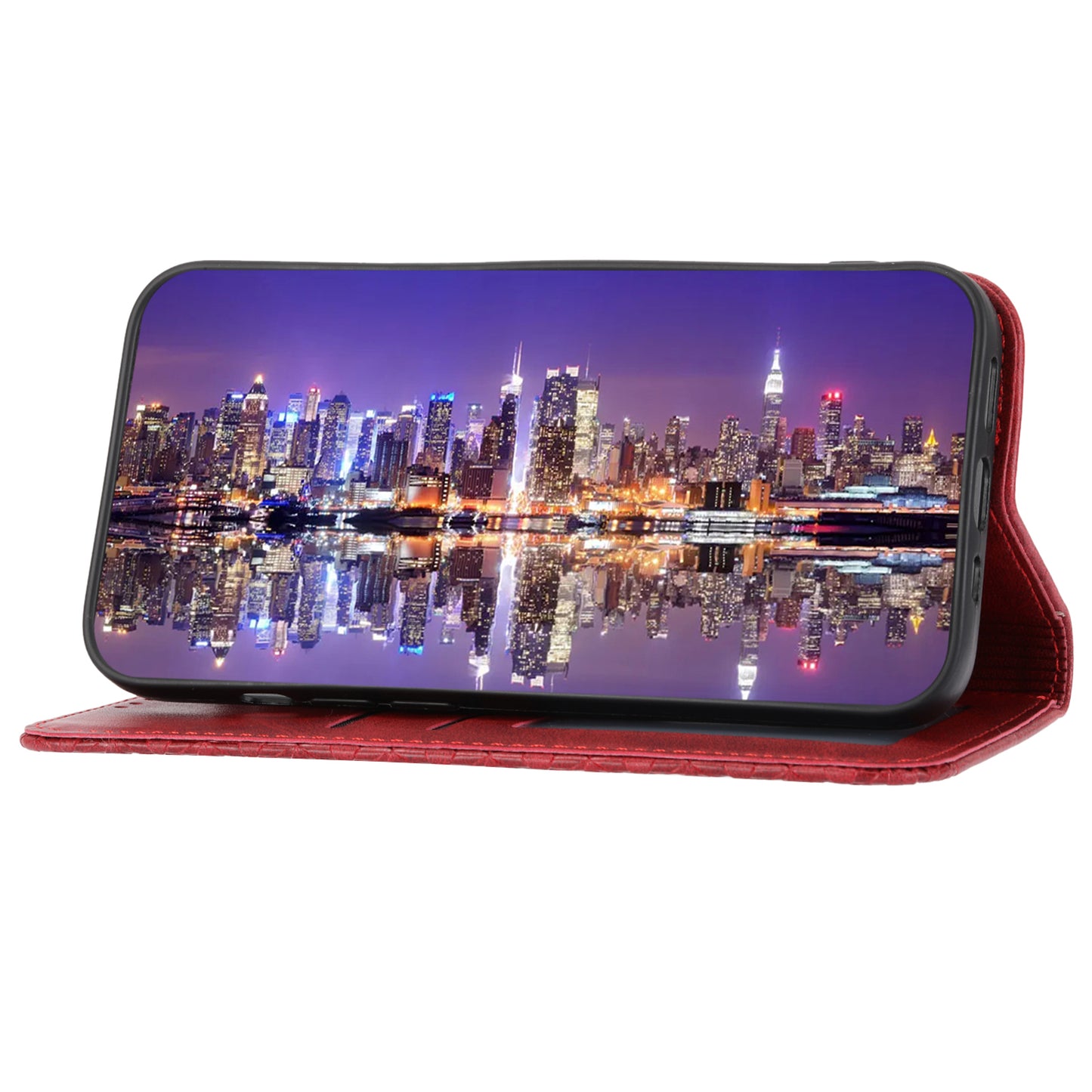 Calf Texture Phone Case for Sony Xperia 1 V , Imprinted Rhombus Pattern PU Leather Stand Phone Cover