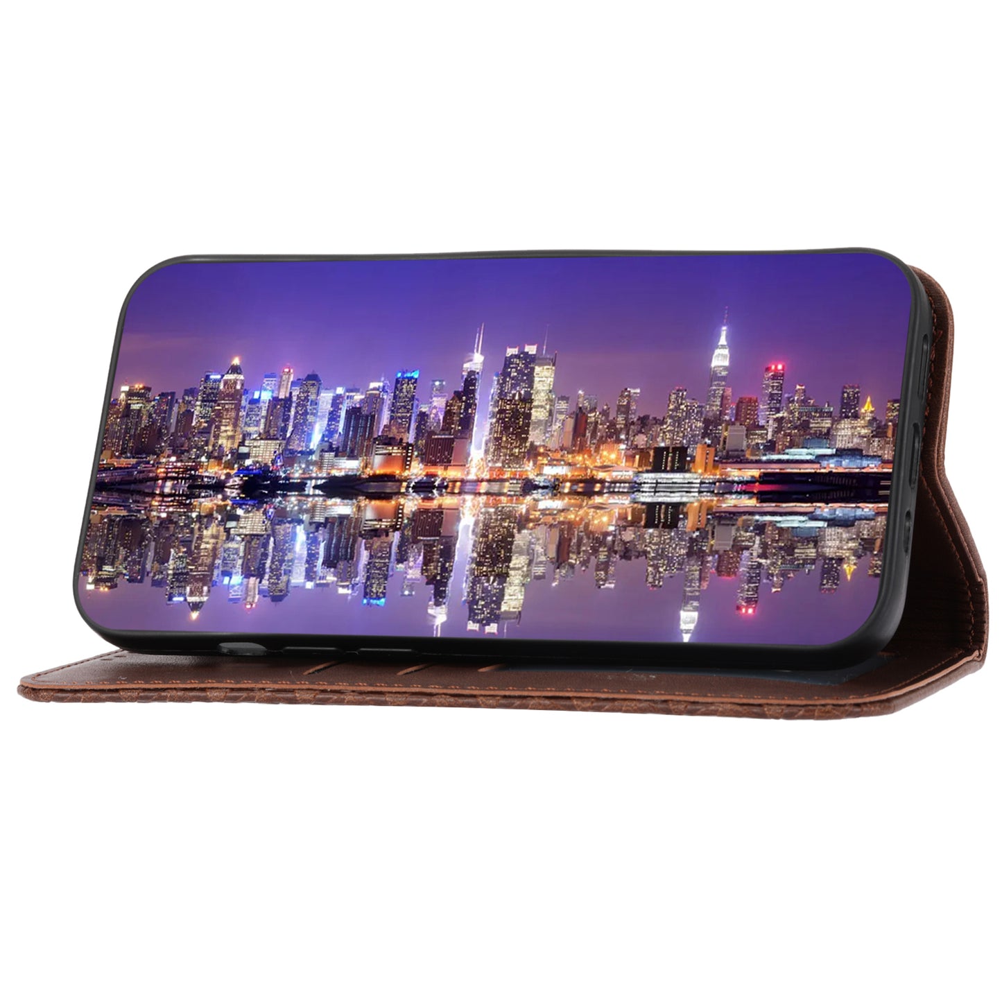Calf Texture Phone Case for Sony Xperia 1 V , Imprinted Rhombus Pattern PU Leather Stand Phone Cover