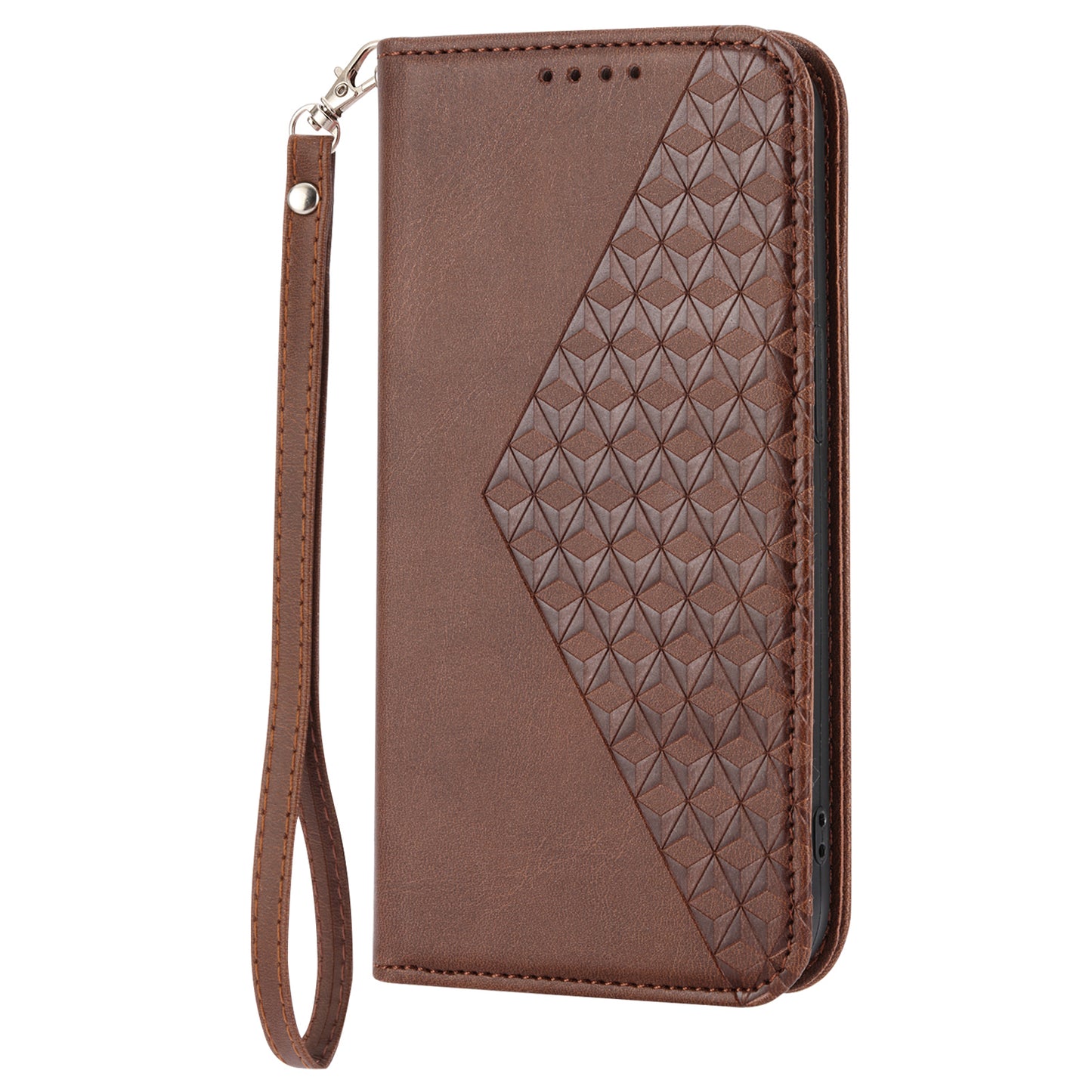Calf Texture Phone Case for Sony Xperia 1 V , Imprinted Rhombus Pattern PU Leather Stand Phone Cover