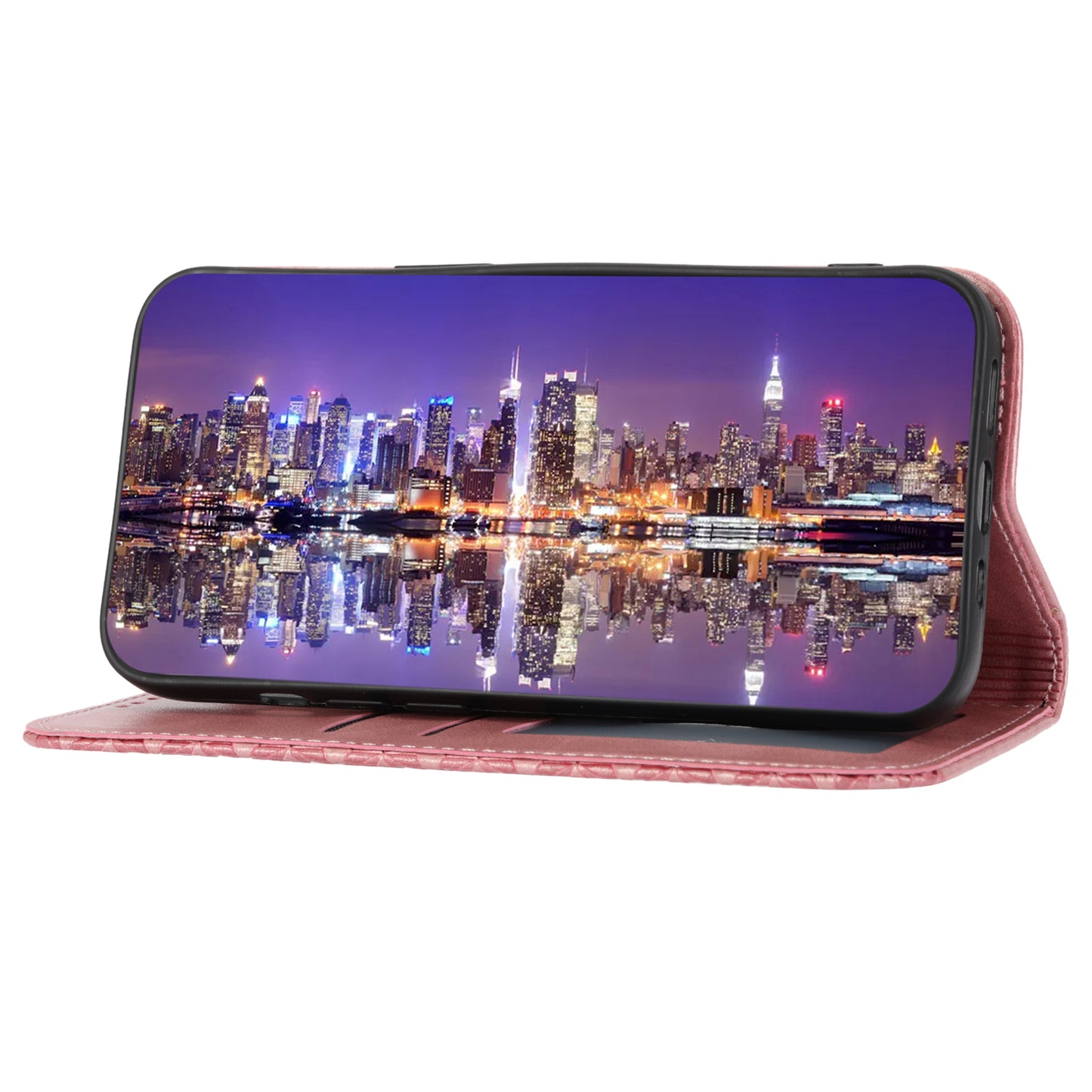 Calf Texture Phone Case for Sony Xperia 1 V , Imprinted Rhombus Pattern PU Leather Stand Phone Cover