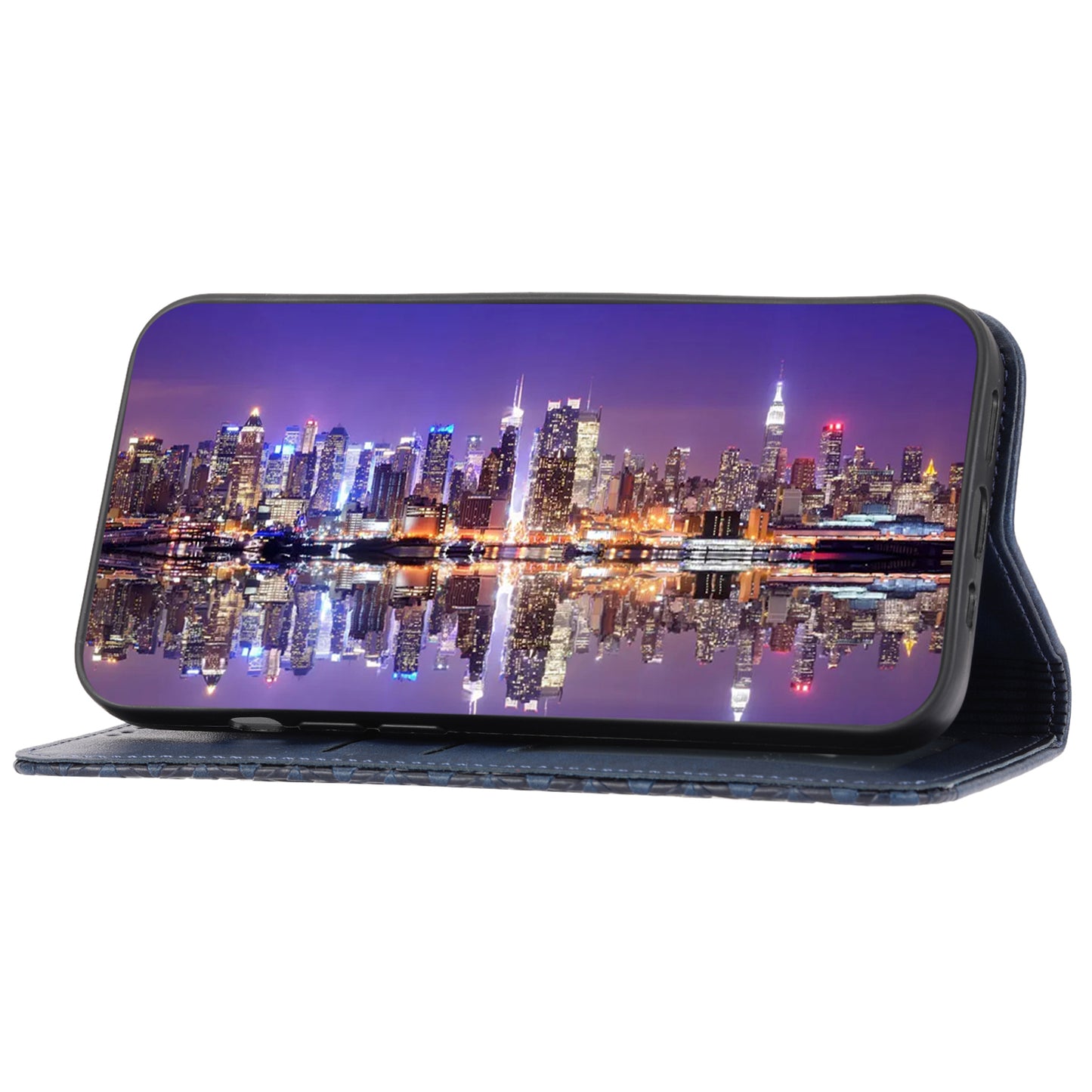 Calf Texture Phone Case for Sony Xperia 1 V , Imprinted Rhombus Pattern PU Leather Stand Phone Cover