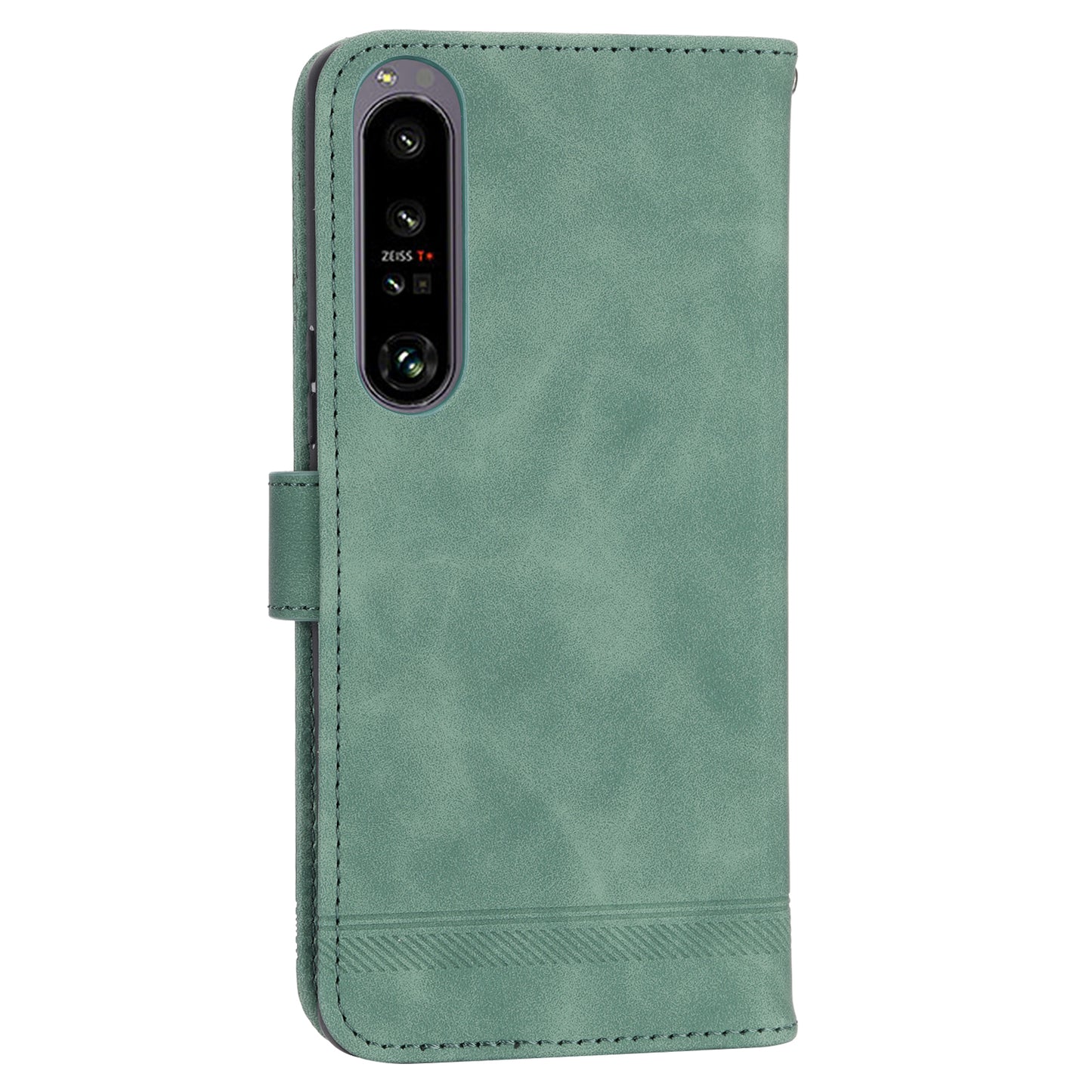 DIERFENG DF-03 For Sony Xperia 1 V Shockproof Case Lines Imprinted Phone Case Leather Flip Cover with Stand