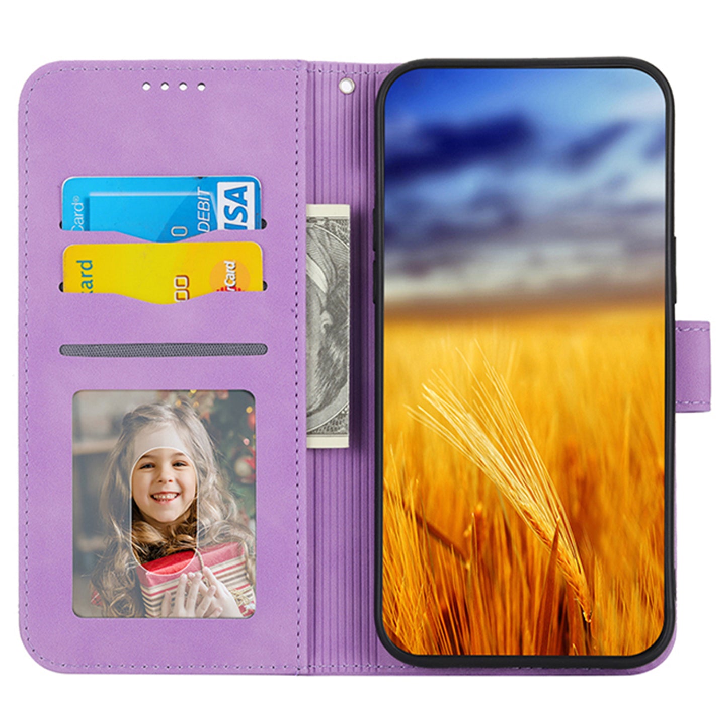 DIERFENG DF-03 For Sony Xperia 1 V Shockproof Case Lines Imprinted Phone Case Leather Flip Cover with Stand
