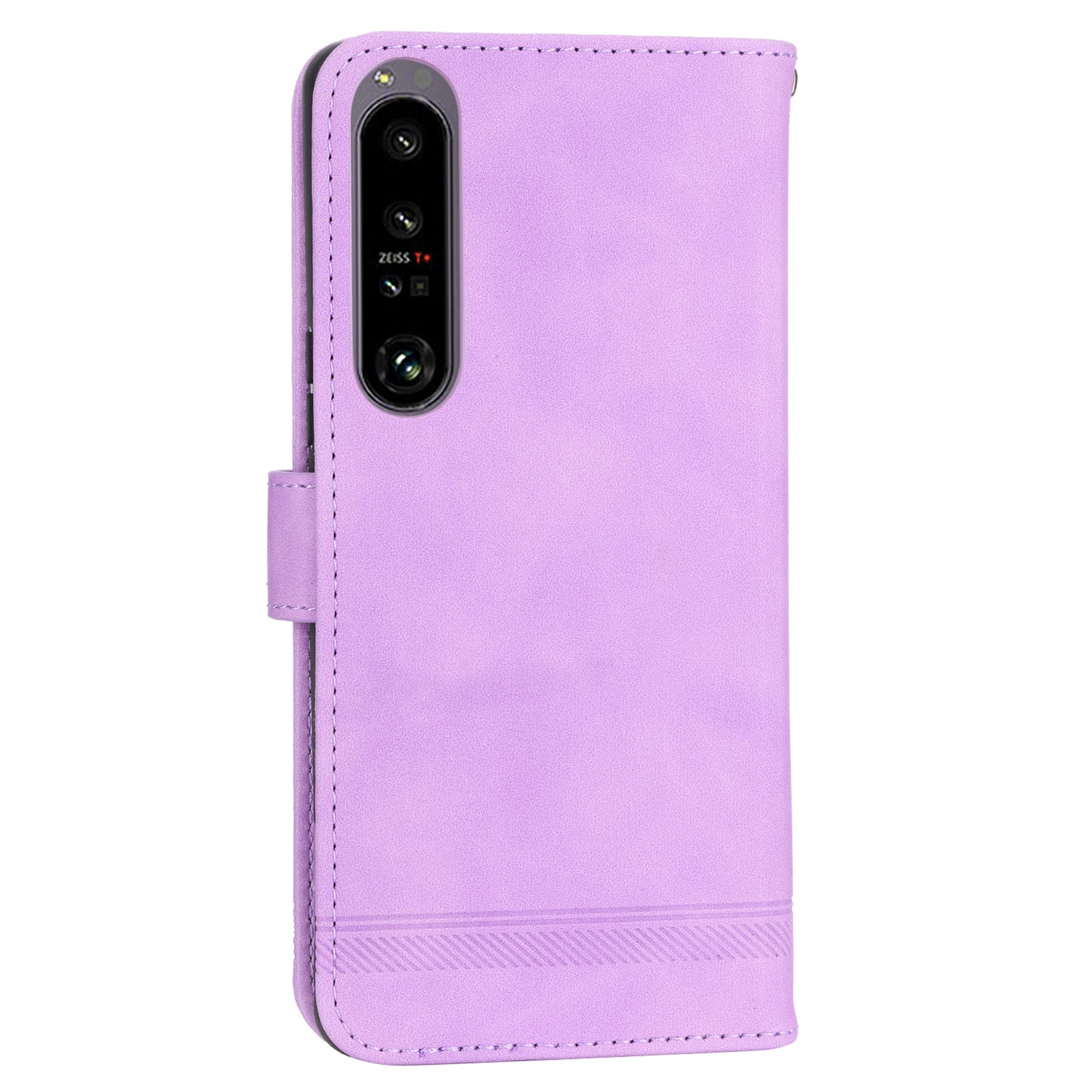 DIERFENG DF-03 For Sony Xperia 1 V Shockproof Case Lines Imprinted Phone Case Leather Flip Cover with Stand