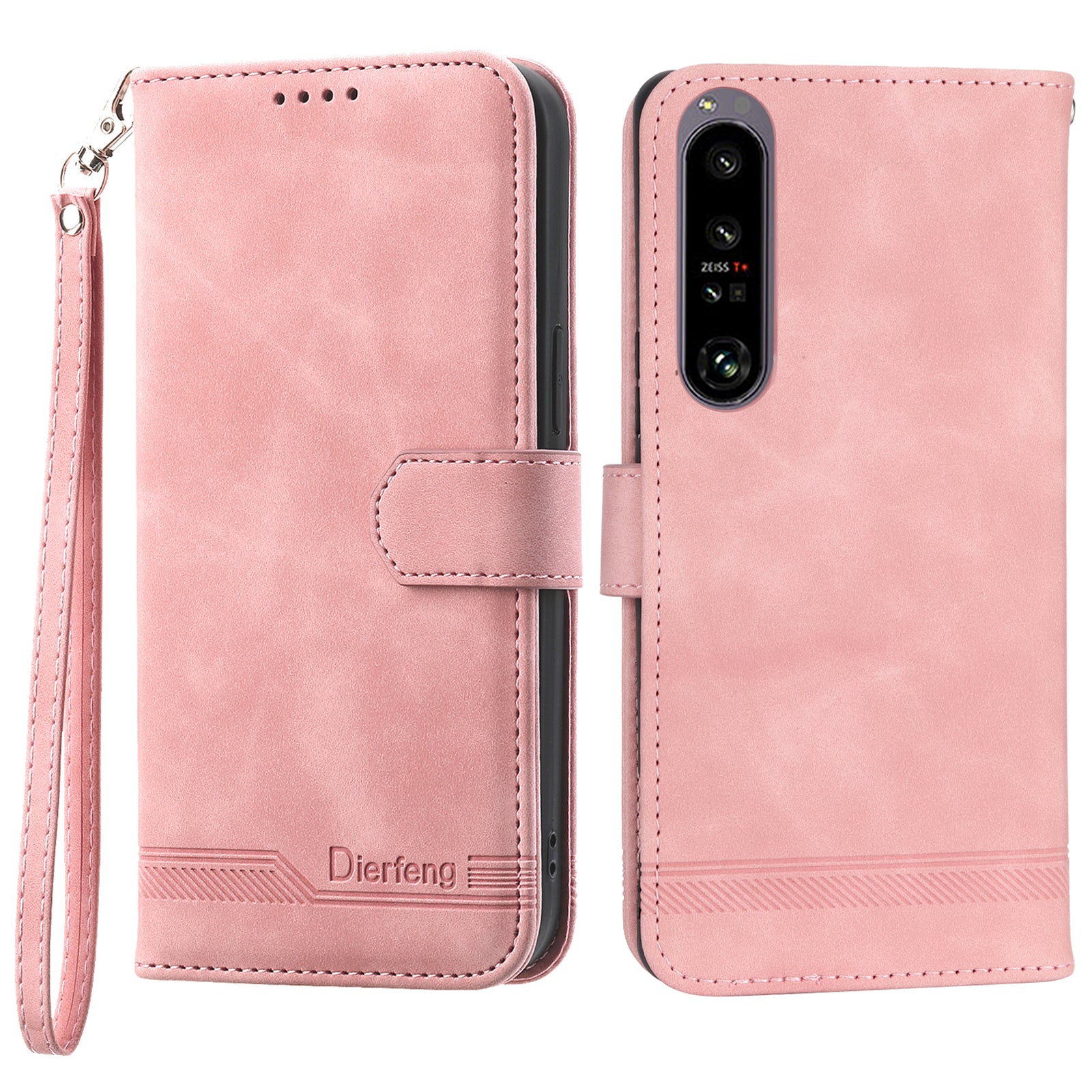 DIERFENG DF-03 For Sony Xperia 1 V Shockproof Case Lines Imprinted Phone Case Leather Flip Cover with Stand