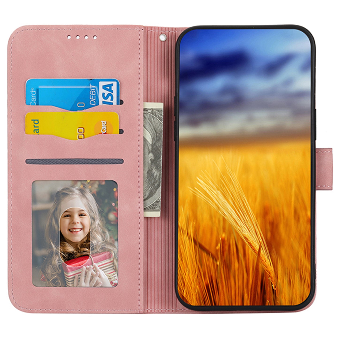 DIERFENG DF-03 For Sony Xperia 1 V Shockproof Case Lines Imprinted Phone Case Leather Flip Cover with Stand