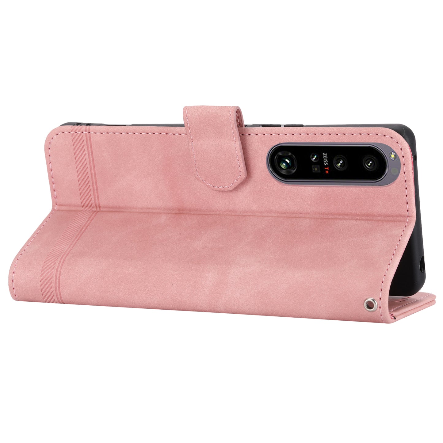 DIERFENG DF-03 For Sony Xperia 1 V Shockproof Case Lines Imprinted Phone Case Leather Flip Cover with Stand