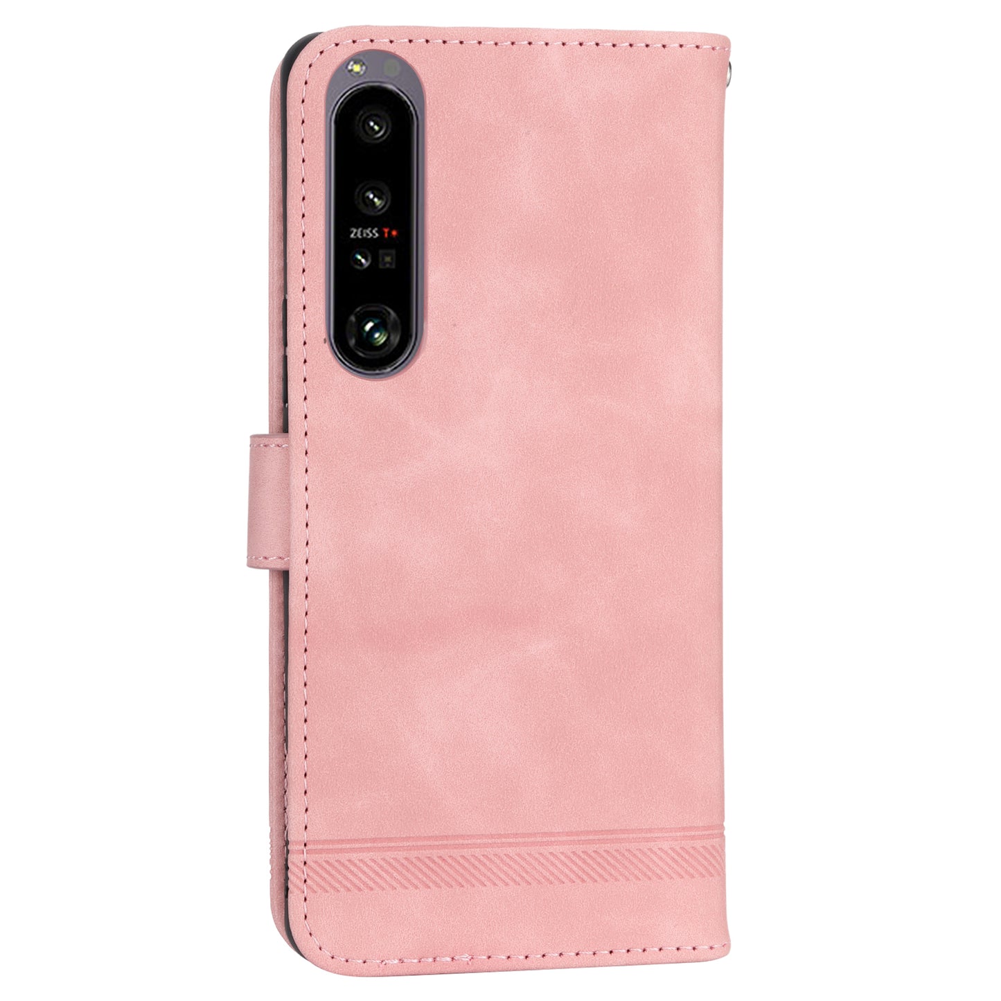 DIERFENG DF-03 For Sony Xperia 1 V Shockproof Case Lines Imprinted Phone Case Leather Flip Cover with Stand