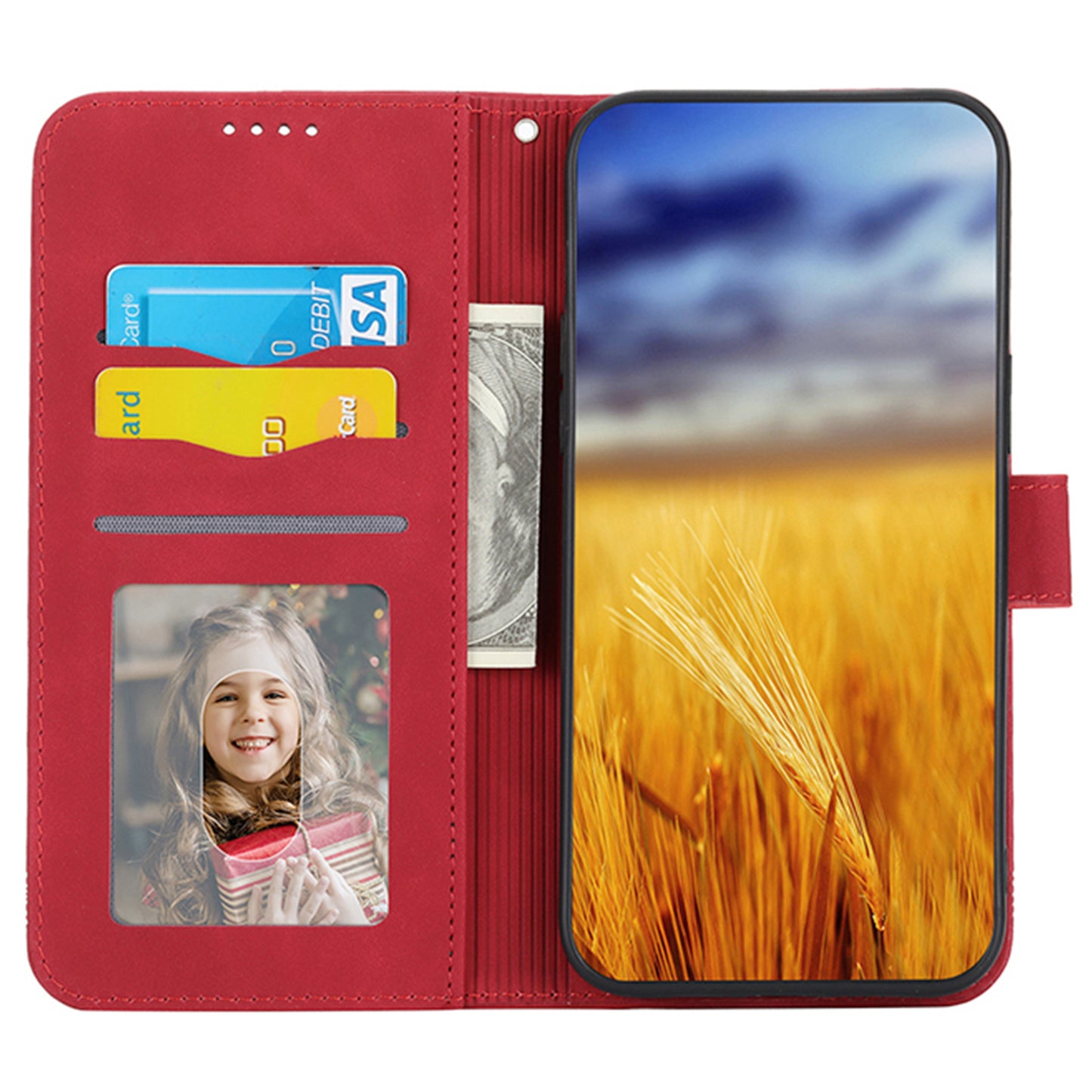 DIERFENG DF-03 For Sony Xperia 1 V Shockproof Case Lines Imprinted Phone Case Leather Flip Cover with Stand