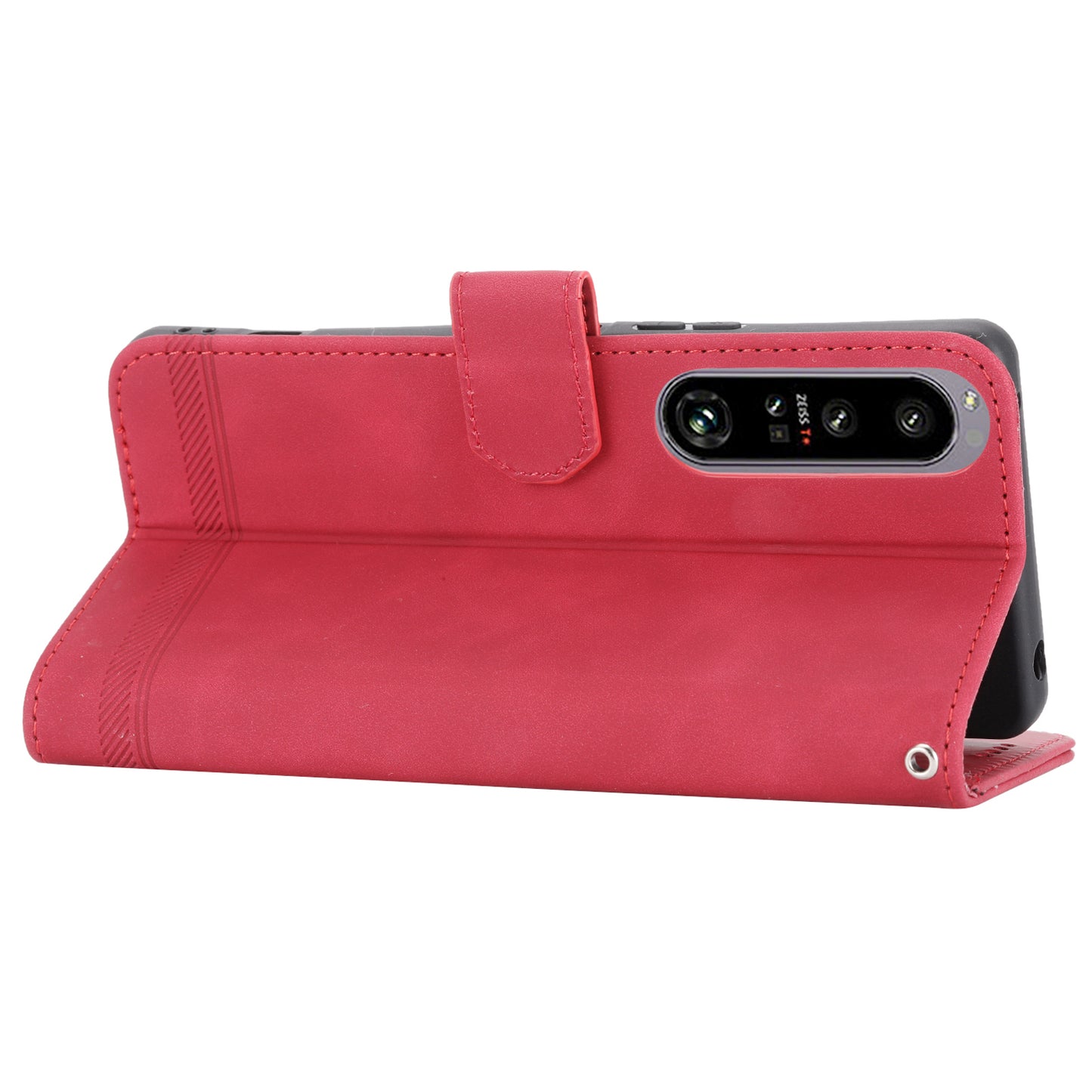 DIERFENG DF-03 For Sony Xperia 1 V Shockproof Case Lines Imprinted Phone Case Leather Flip Cover with Stand