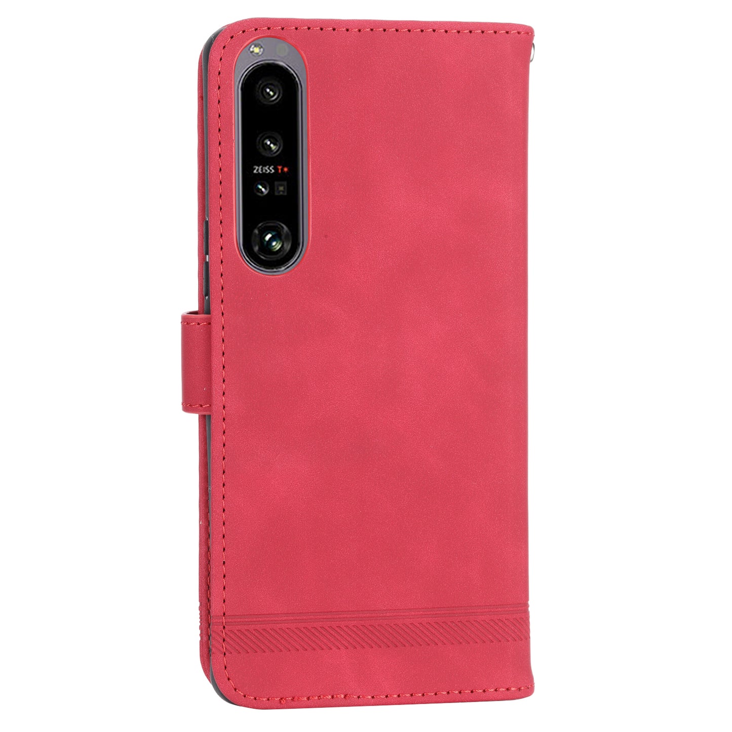 DIERFENG DF-03 For Sony Xperia 1 V Shockproof Case Lines Imprinted Phone Case Leather Flip Cover with Stand