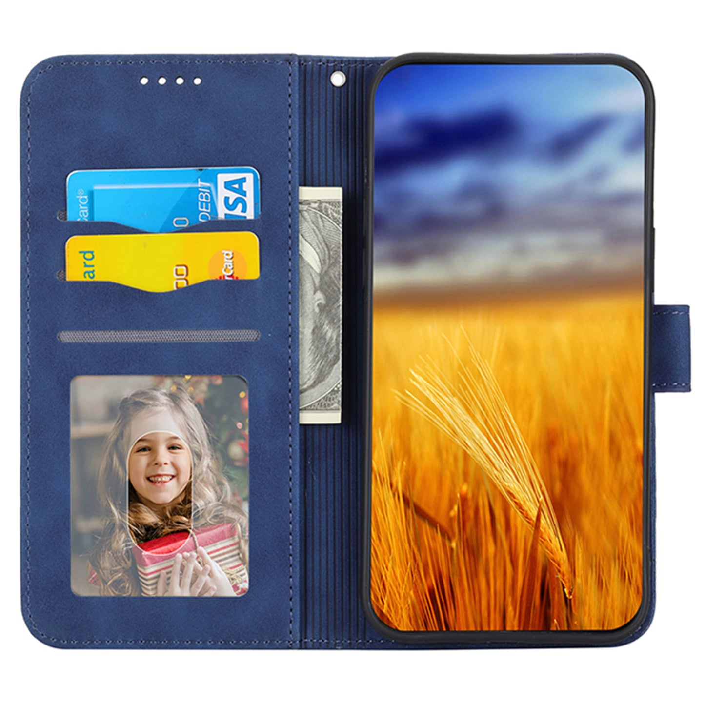 DIERFENG DF-03 For Sony Xperia 1 V Shockproof Case Lines Imprinted Phone Case Leather Flip Cover with Stand