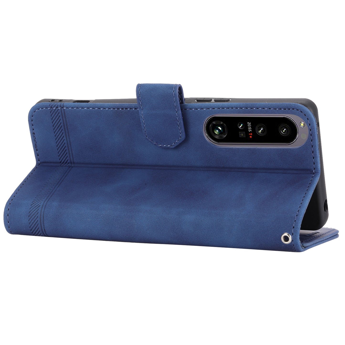 DIERFENG DF-03 For Sony Xperia 1 V Shockproof Case Lines Imprinted Phone Case Leather Flip Cover with Stand