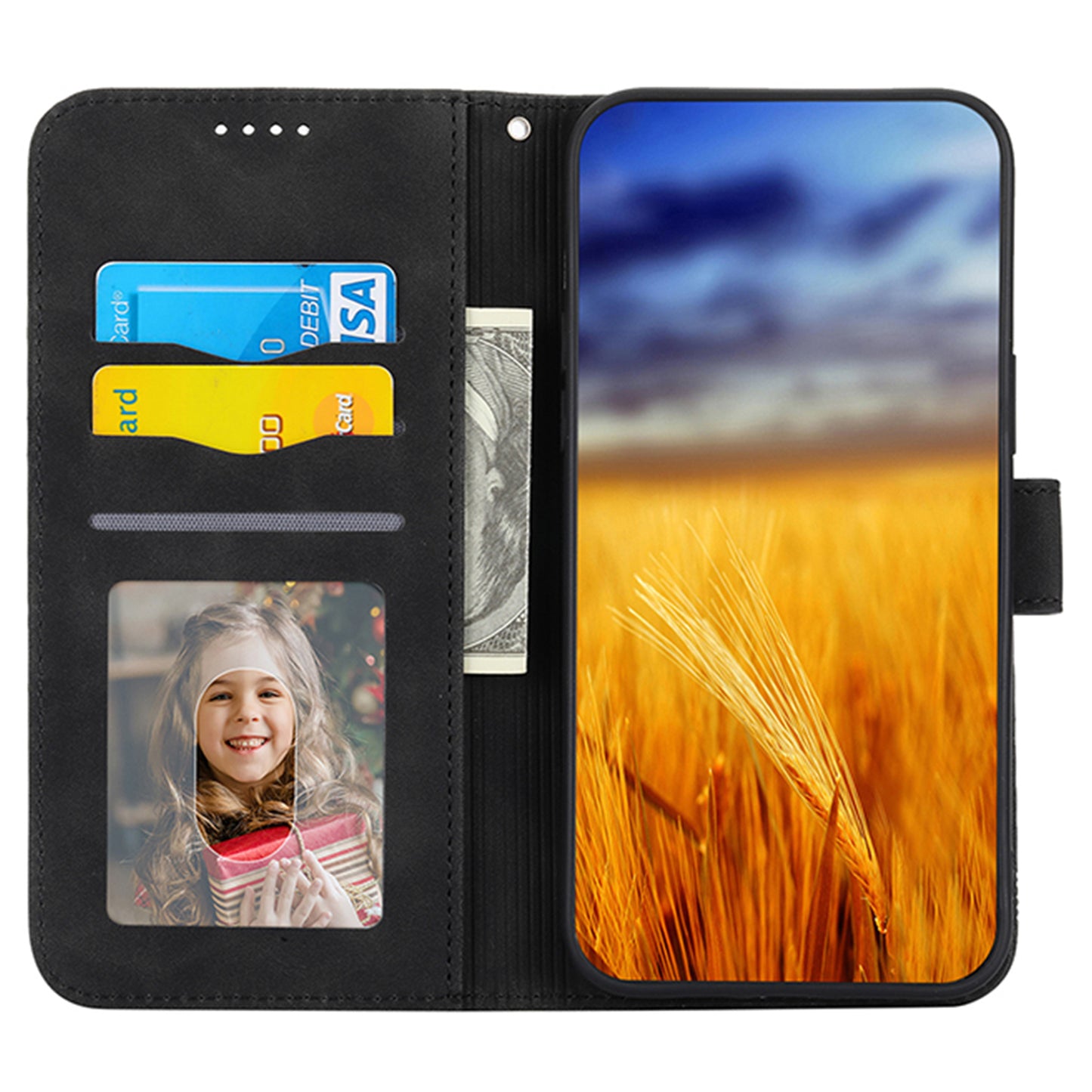 DIERFENG DF-03 For Sony Xperia 1 V Shockproof Case Lines Imprinted Phone Case Leather Flip Cover with Stand