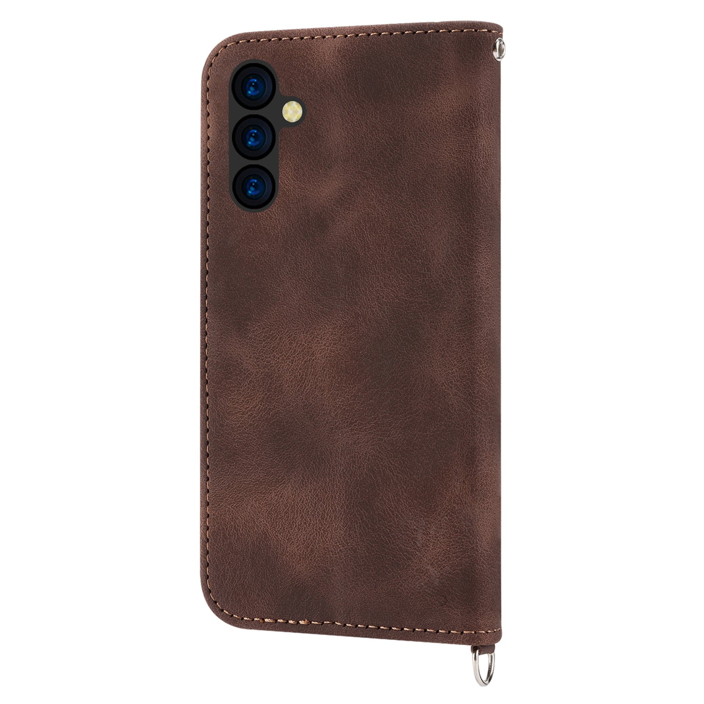 Wallet Phone Case for Samsung Galaxy M14 5G Imprinted Flower Skin-Touch Leather Cover with Strap