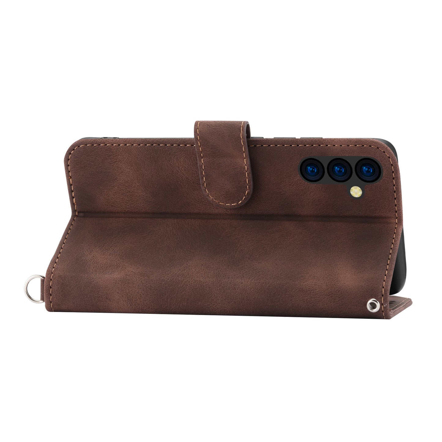Wallet Phone Case for Samsung Galaxy M14 5G Imprinted Flower Skin-Touch Leather Cover with Strap