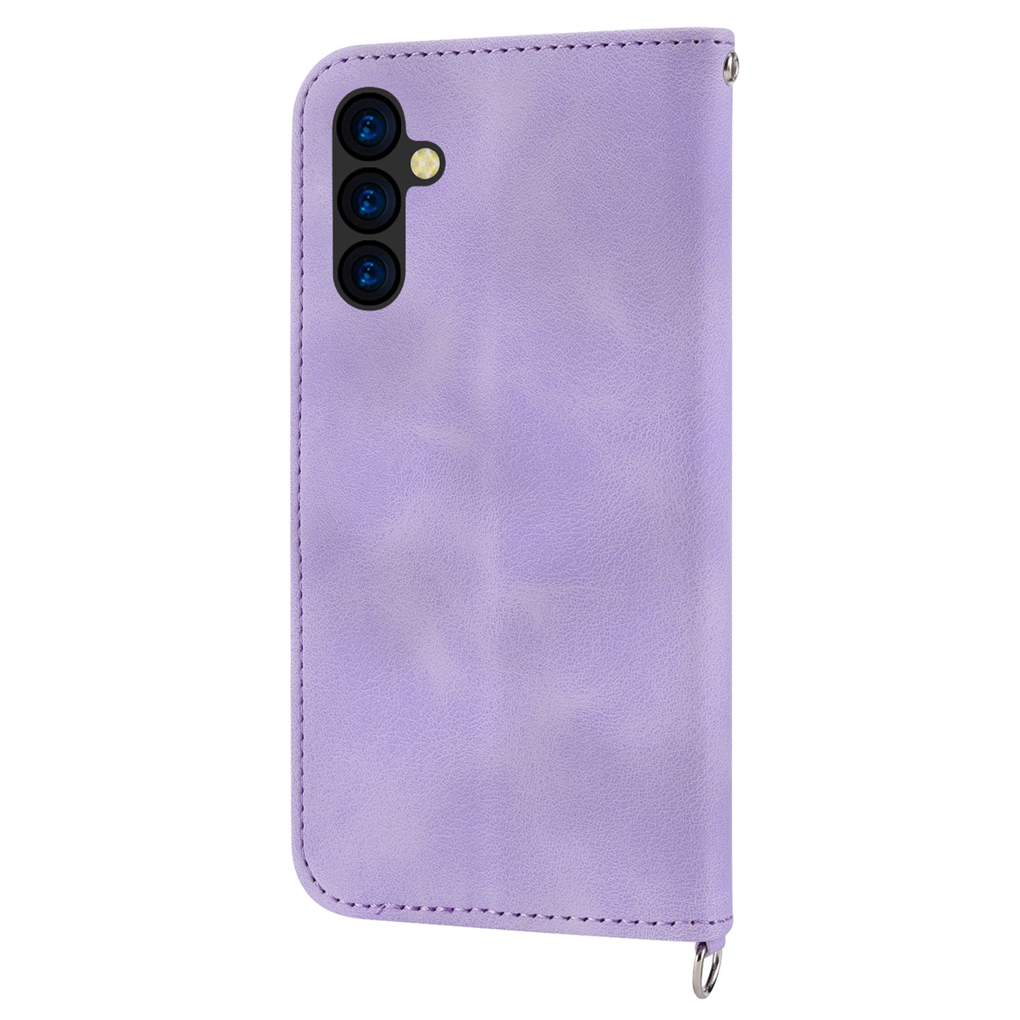 Wallet Phone Case for Samsung Galaxy M14 5G Imprinted Flower Skin-Touch Leather Cover with Strap