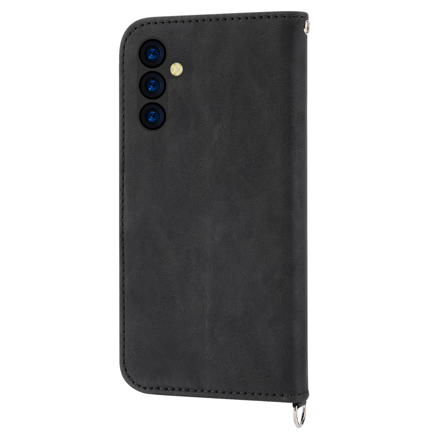 Wallet Phone Case for Samsung Galaxy M14 5G Imprinted Flower Skin-Touch Leather Cover with Strap