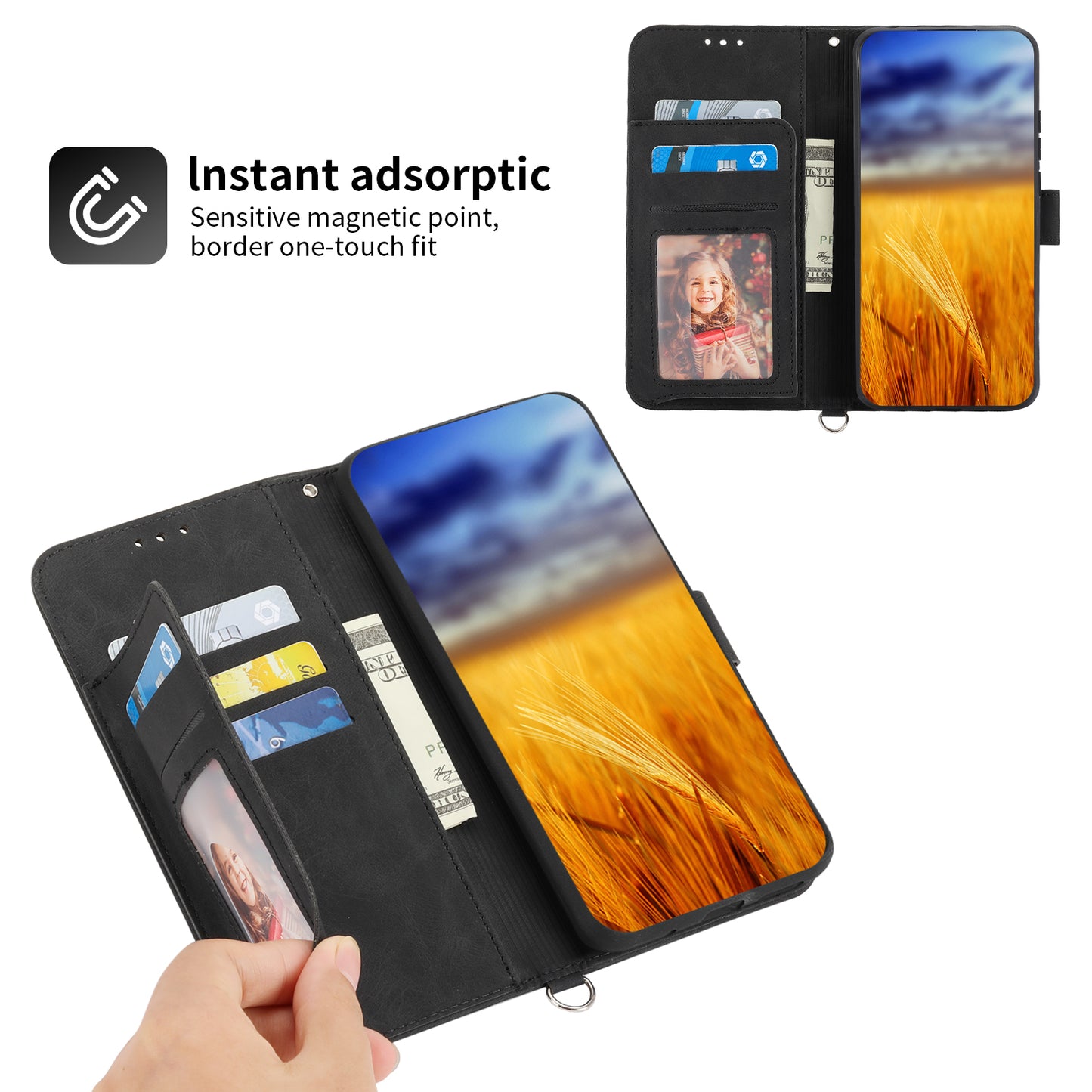 Wallet Phone Case for Samsung Galaxy M14 5G Imprinted Flower Skin-Touch Leather Cover with Strap