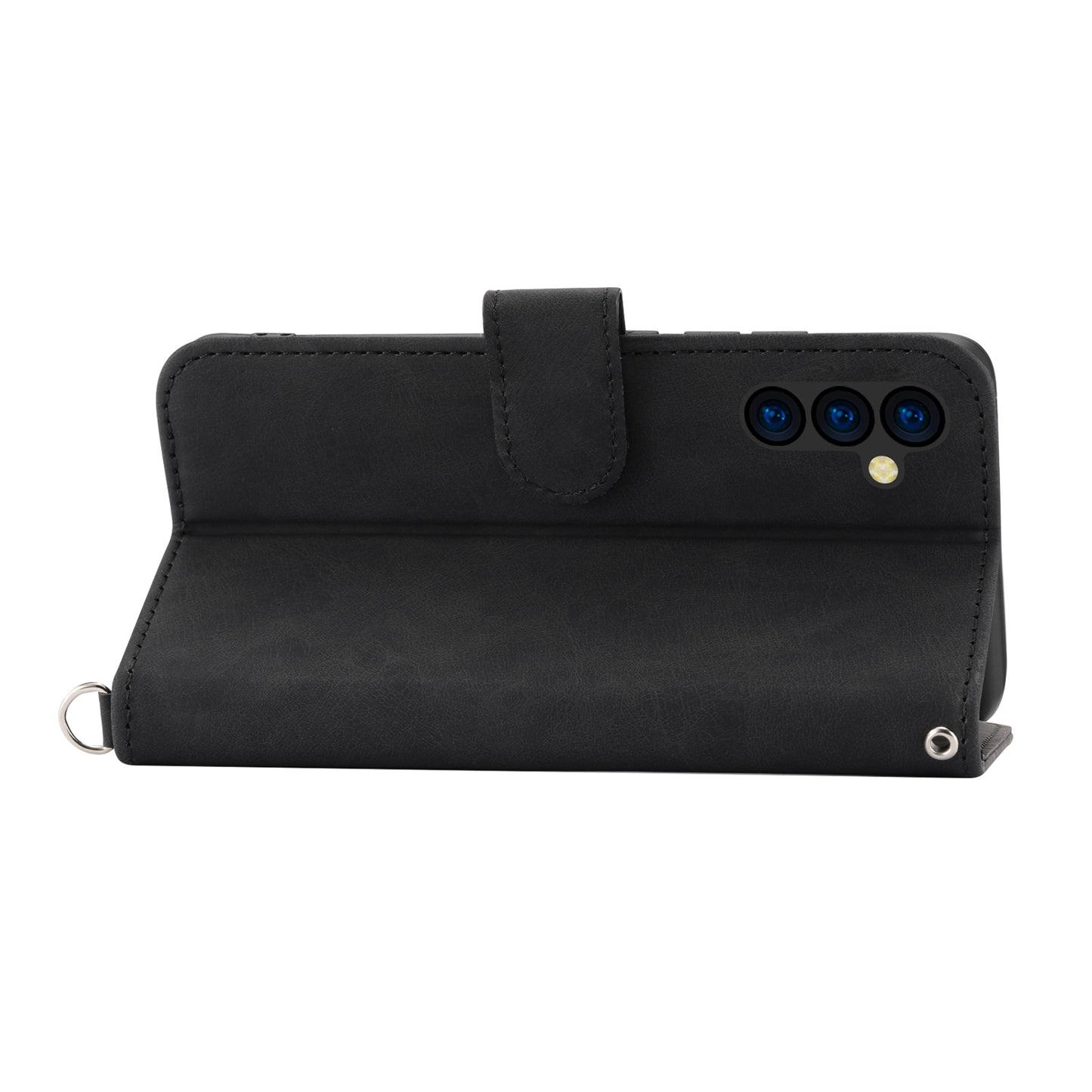 Wallet Phone Case for Samsung Galaxy M14 5G Imprinted Flower Skin-Touch Leather Cover with Strap