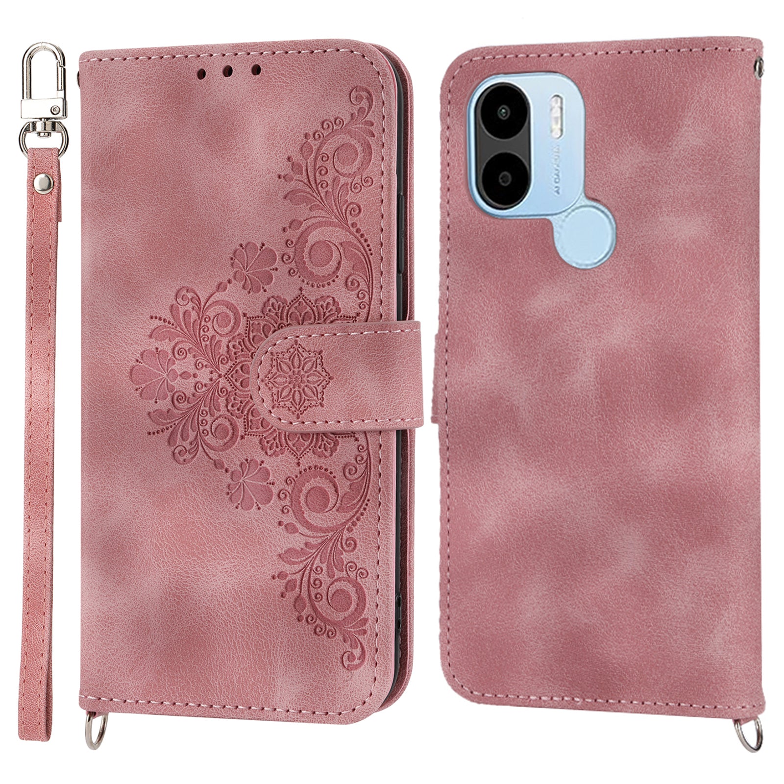 For Xiaomi Poco C50 4G / Redmi A1+ 4G / A2+ 4G Shockproof Wallet Phone Case Flower Imprinted Leather Cover