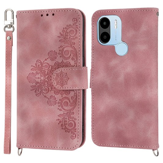 For Xiaomi Poco C50 4G / Redmi A1+ 4G / A2+ 4G Shockproof Wallet Phone Case Flower Imprinted Leather Cover