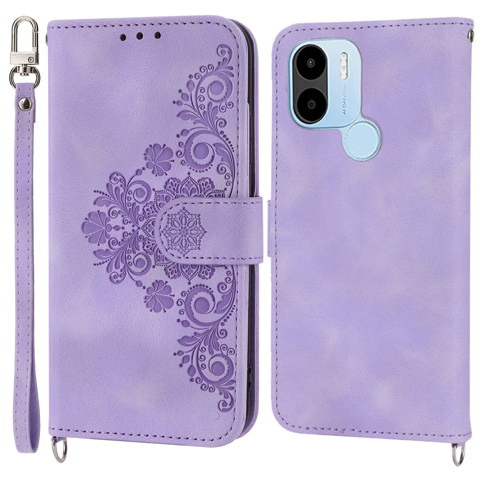 For Xiaomi Poco C50 4G / Redmi A1+ 4G / A2+ 4G Shockproof Wallet Phone Case Flower Imprinted Leather Cover