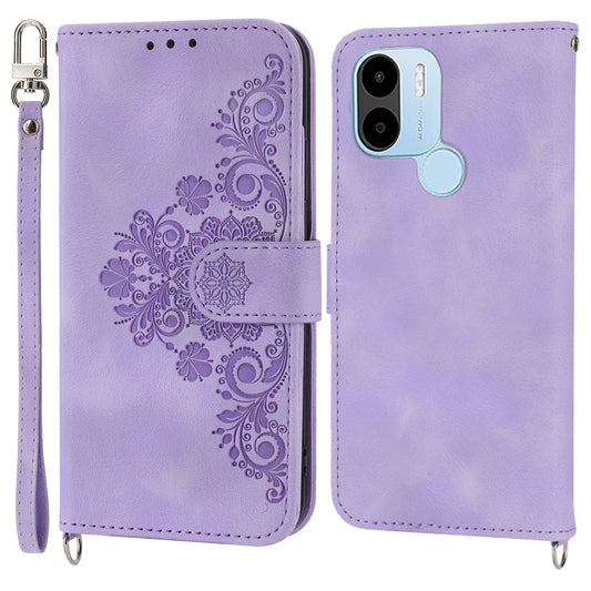 For Xiaomi Poco C50 4G / Redmi A1+ 4G / A2+ 4G Shockproof Wallet Phone Case Flower Imprinted Leather Cover