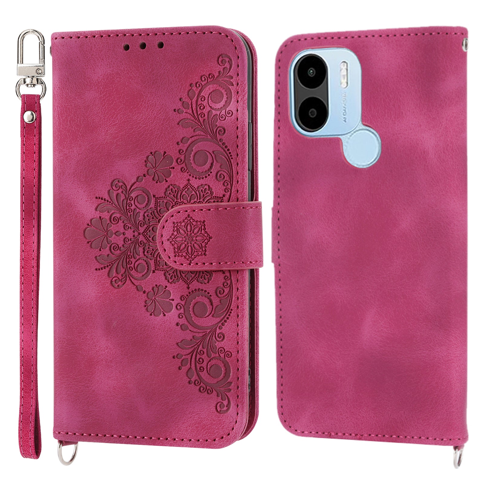 For Xiaomi Poco C50 4G / Redmi A1+ 4G / A2+ 4G Shockproof Wallet Phone Case Flower Imprinted Leather Cover