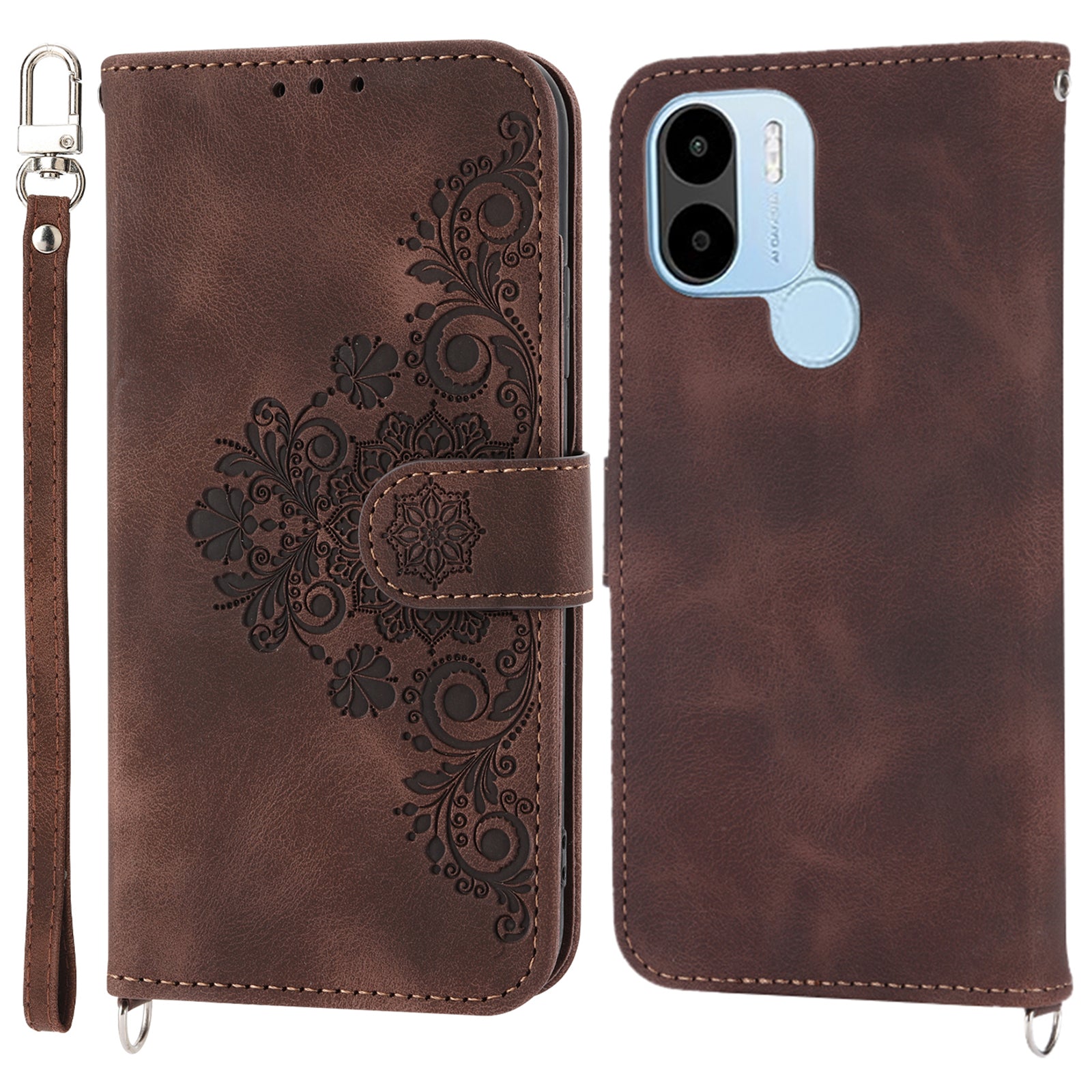 For Xiaomi Poco C50 4G / Redmi A1+ 4G / A2+ 4G Shockproof Wallet Phone Case Flower Imprinted Leather Cover