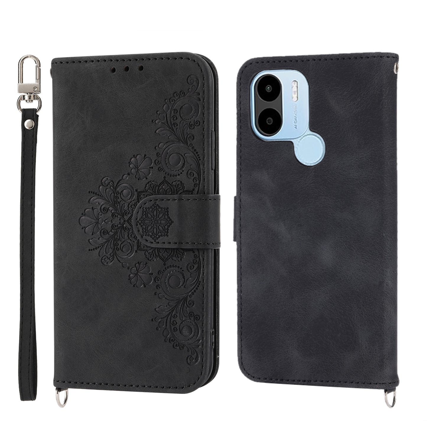For Xiaomi Poco C50 4G / Redmi A1+ 4G / A2+ 4G Shockproof Wallet Phone Case Flower Imprinted Leather Cover