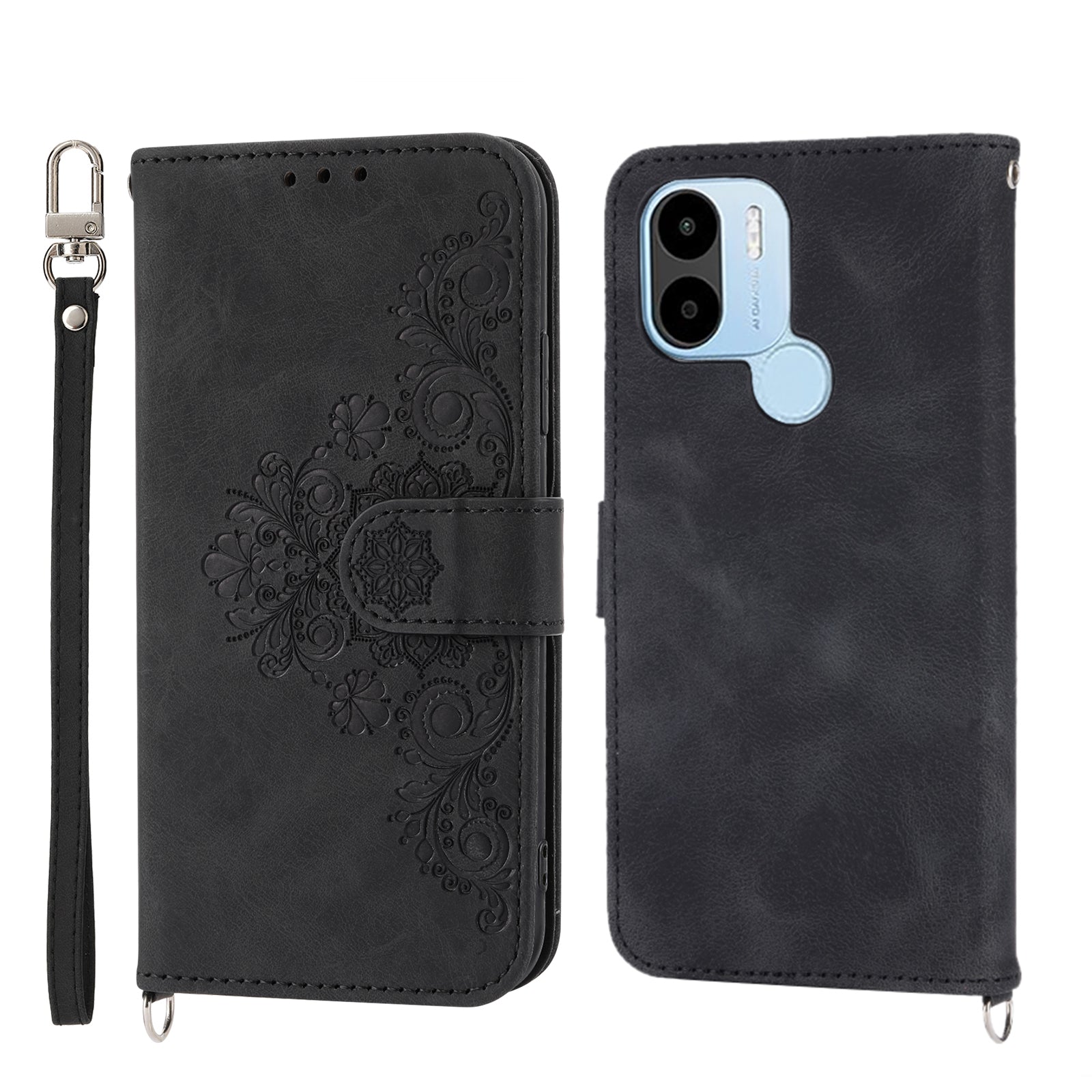 For Xiaomi Poco C50 4G / Redmi A1+ 4G / A2+ 4G Shockproof Wallet Phone Case Flower Imprinted Leather Cover
