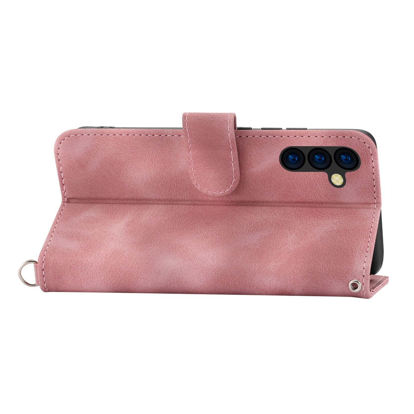 Flower Imprinted Phone Shell for Samsung Galaxy A24 4G Anti-Drop Phone Case Skin-Touch Leather Cover with Strap
