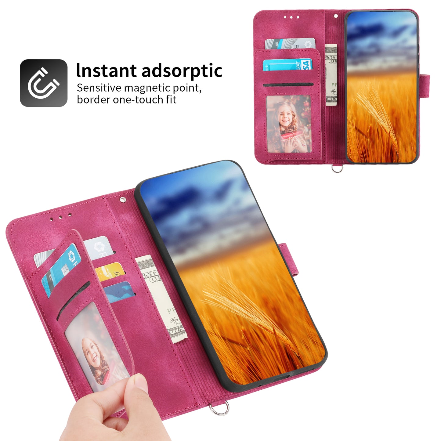 Flower Imprinted Phone Shell for Samsung Galaxy A24 4G Anti-Drop Phone Case Skin-Touch Leather Cover with Strap