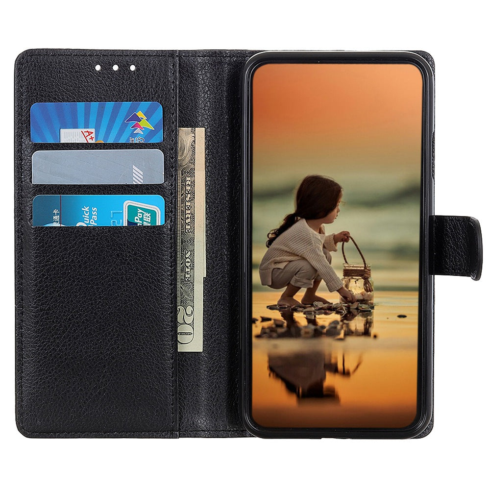 Wallet Stand Phone Case for Nokia C32 , PU Leather+TPU Litchi Texture Phone Cover