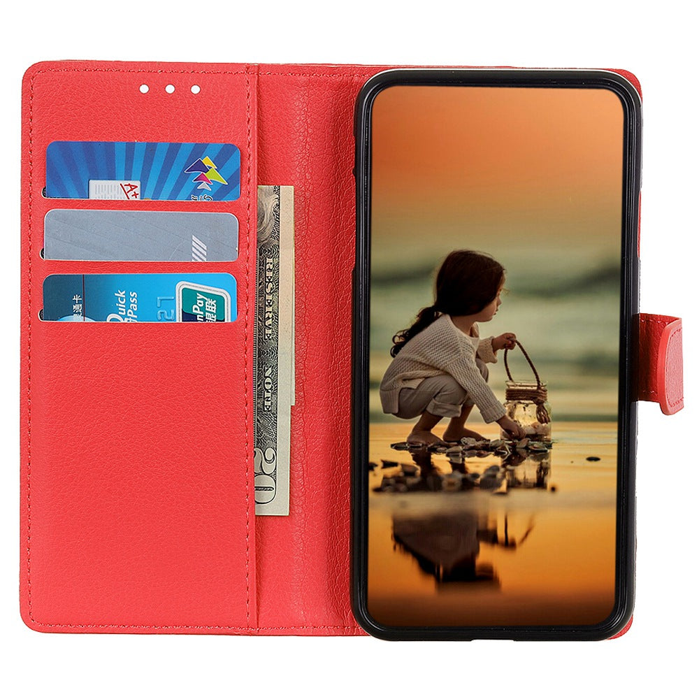 Wallet Stand Phone Case for Nokia C32 , PU Leather+TPU Litchi Texture Phone Cover