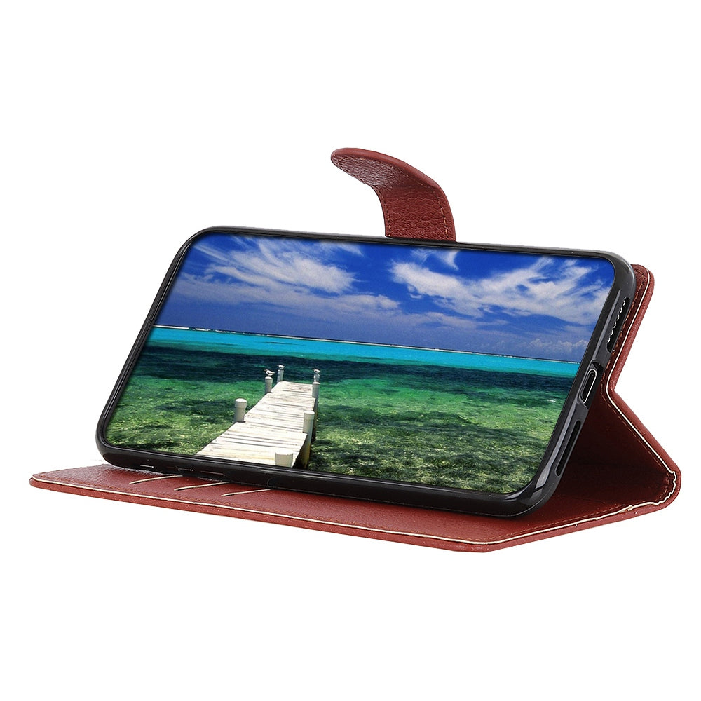 Wallet Stand Phone Case for Nokia C32 , PU Leather+TPU Litchi Texture Phone Cover