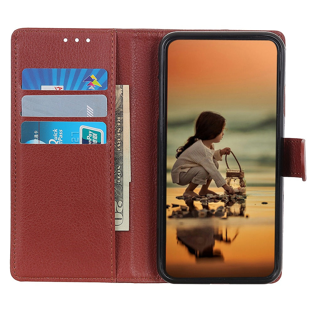Wallet Stand Phone Case for Nokia C32 , PU Leather+TPU Litchi Texture Phone Cover
