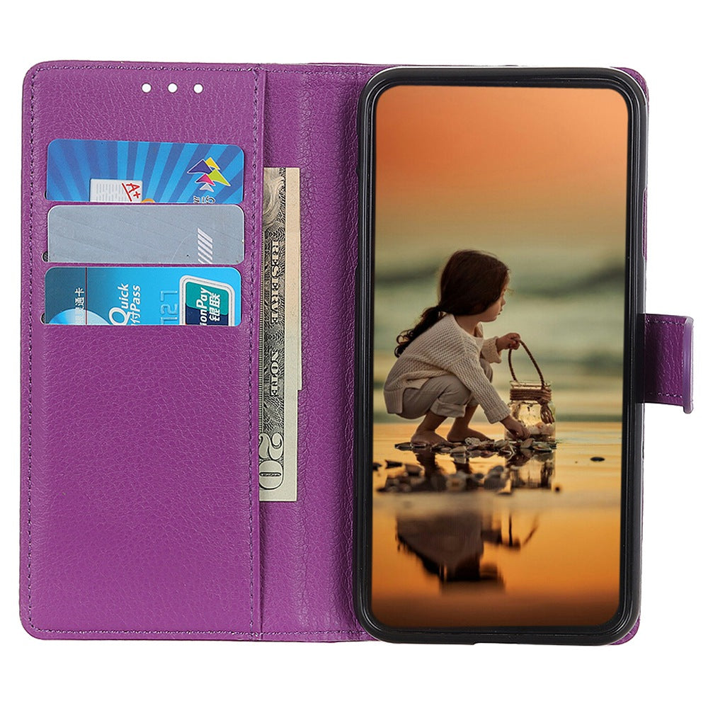 Wallet Stand Phone Case for Nokia C32 , PU Leather+TPU Litchi Texture Phone Cover