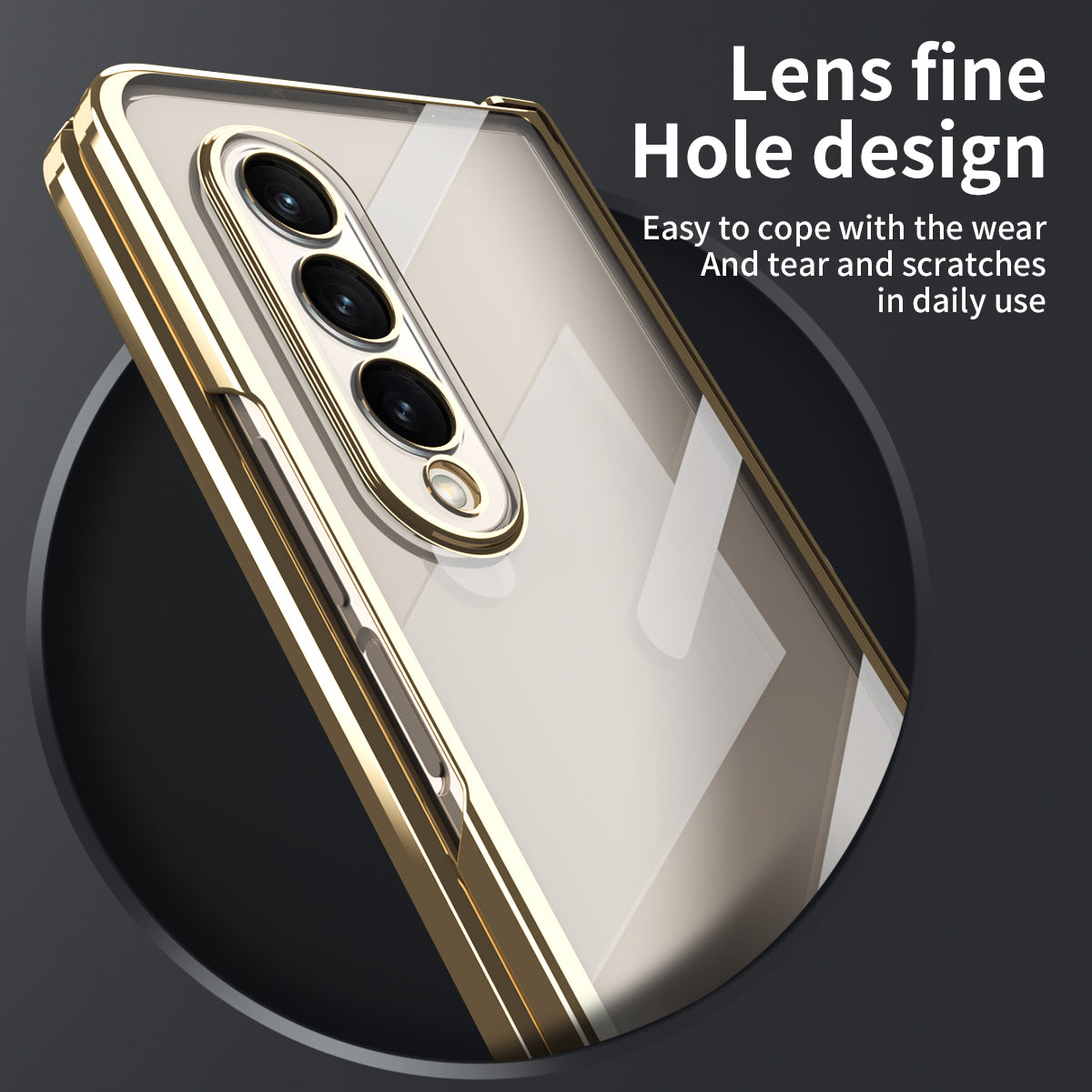 For Samsung Galaxy Z Fold4 5G Electroplating High Transparency Folding Phone Case with Tempered Glass Film