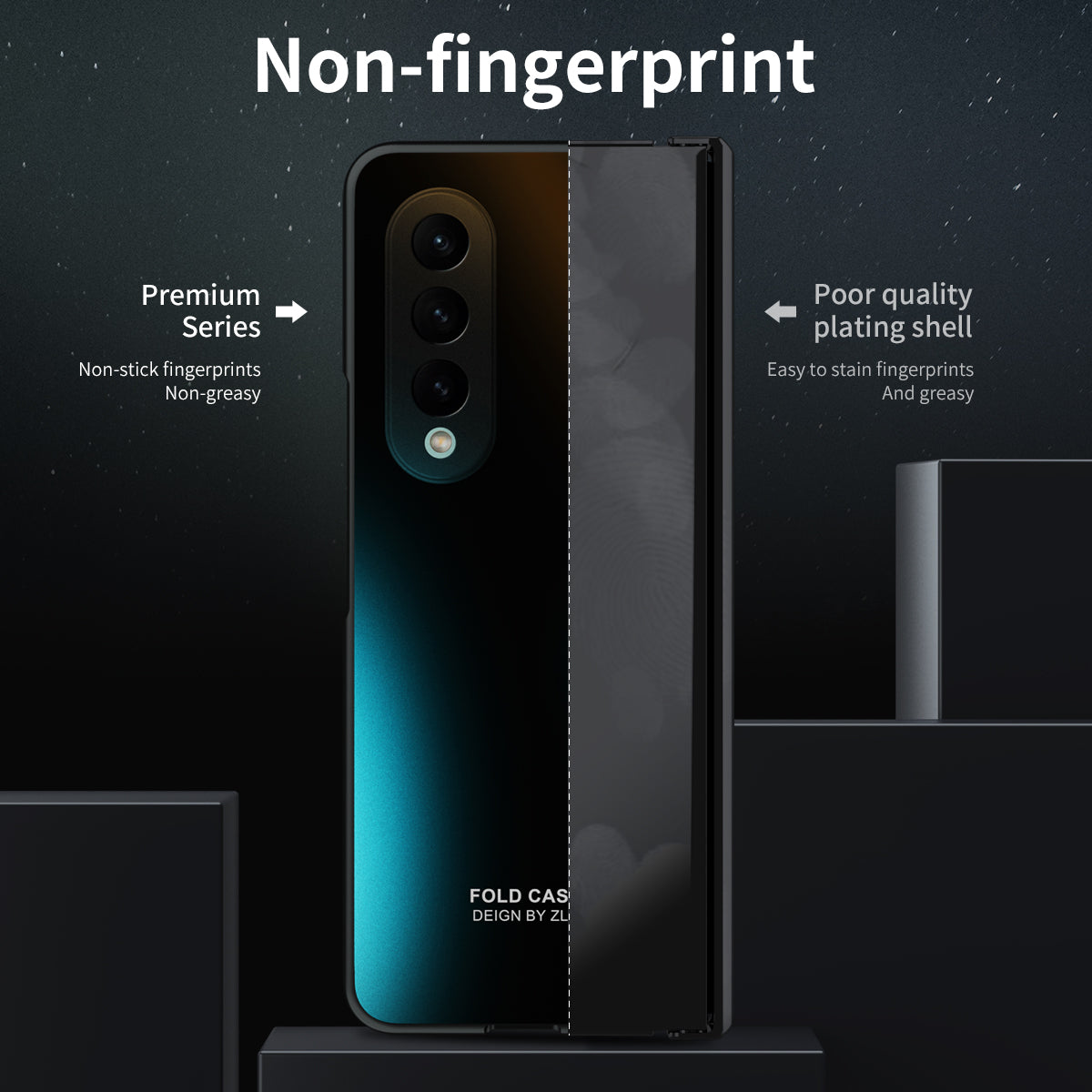 For Samsung Galaxy Z Fold4 5G Hard PC Phone Case Anti-Drop Protective Phone Shell Cover with Screen Film