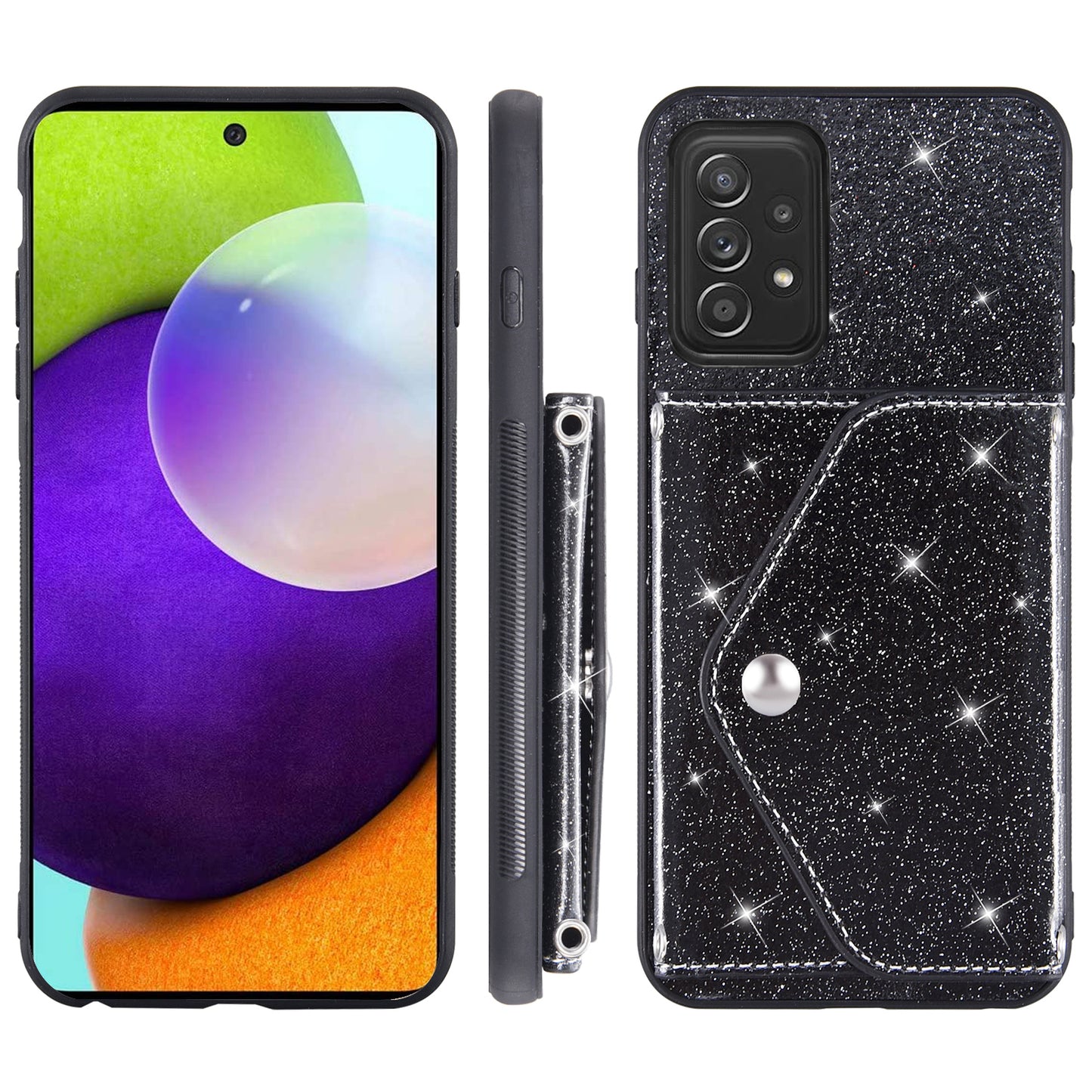 For Samsung Galaxy A32 4G (EU Version) Kickstand Card Holder Phone Case PU Leather+TPU Dustproof Phone Shell