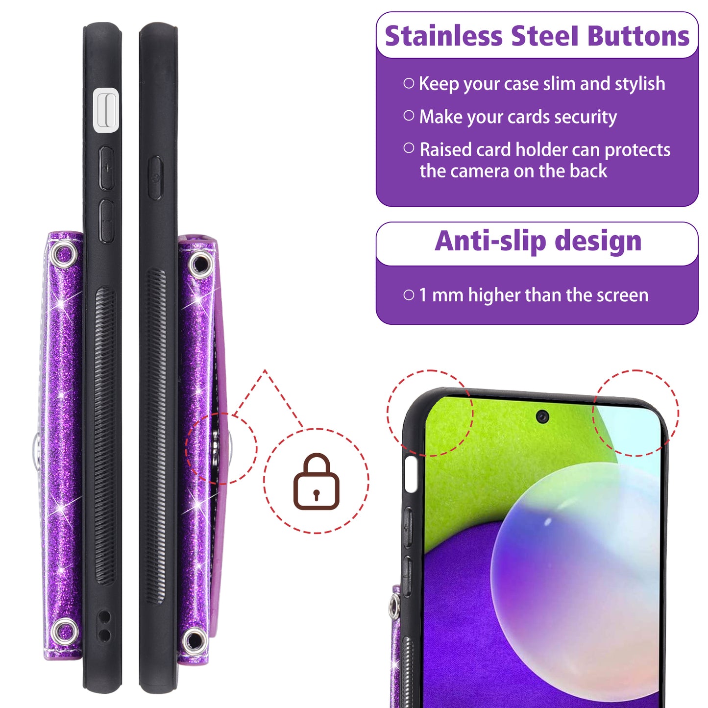 For Samsung Galaxy A32 4G (EU Version) Kickstand Card Holder Phone Case PU Leather+TPU Dustproof Phone Shell