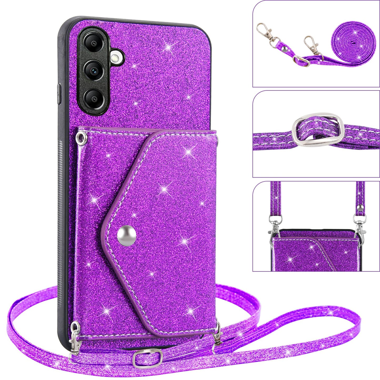 For Samsung Galaxy A24 4G Card Holder Phone Shell  Kickstand PU Leather+TPU Phone Cover