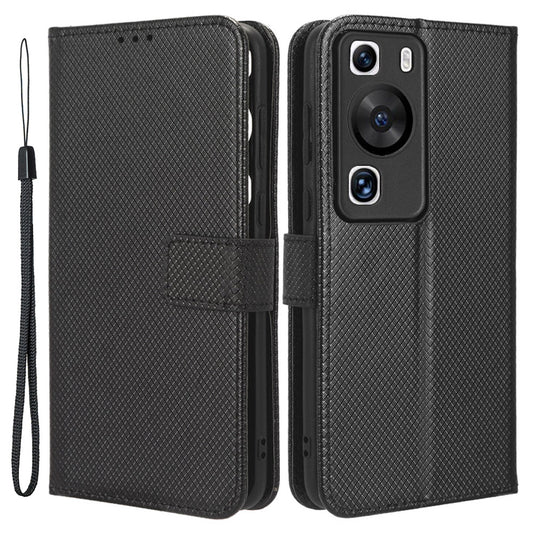 For Huawei P60 Pro / P60 Flip PU Leather Protective Cover Diamond Texture Wallet Anti-Scratch Phone Case