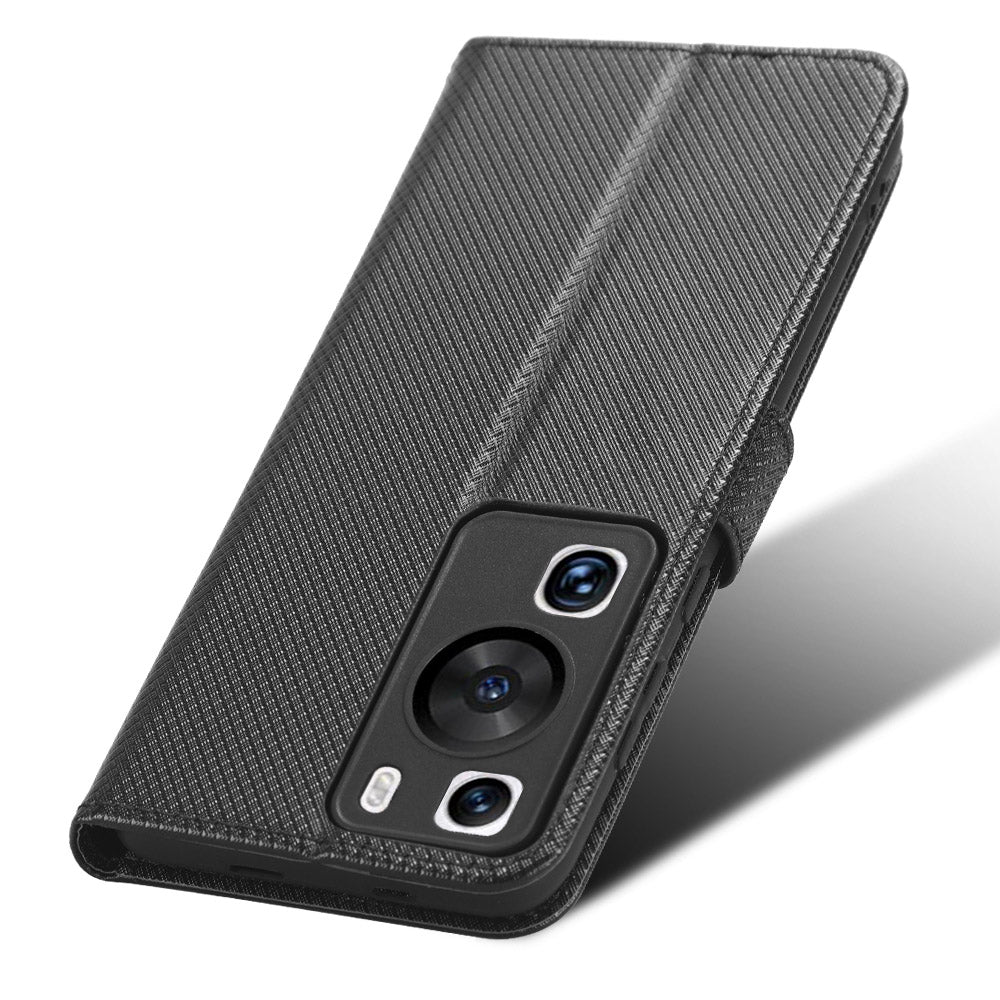 For Huawei P60 Pro / P60 Flip PU Leather Protective Cover Diamond Texture Wallet Anti-Scratch Phone Case