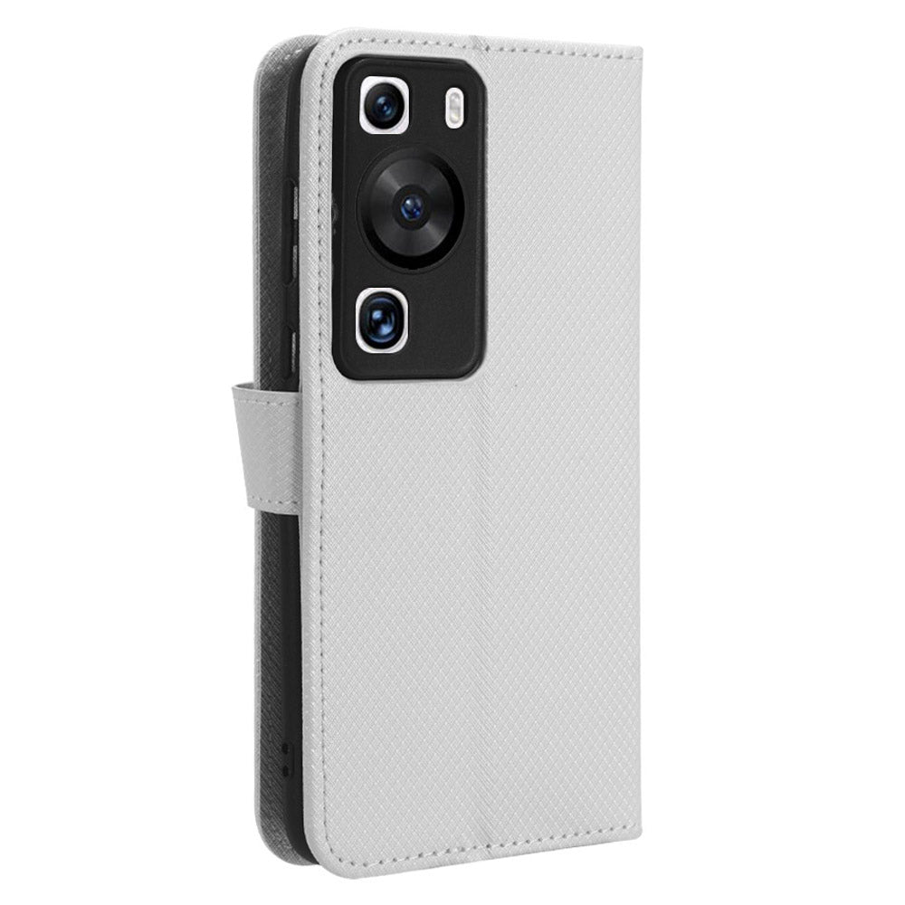 For Huawei P60 Pro / P60 Flip PU Leather Protective Cover Diamond Texture Wallet Anti-Scratch Phone Case