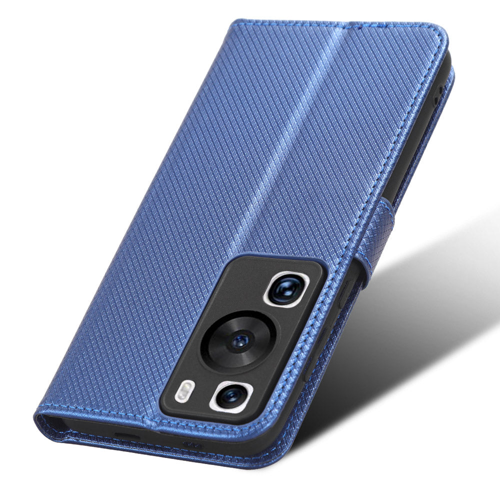 For Huawei P60 Pro / P60 Flip PU Leather Protective Cover Diamond Texture Wallet Anti-Scratch Phone Case