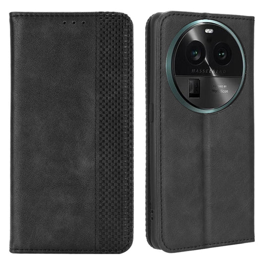 For Oppo Find X6 Retro Phone Cover Magnetic PU Leather Stand Cell Phone Wallet Case