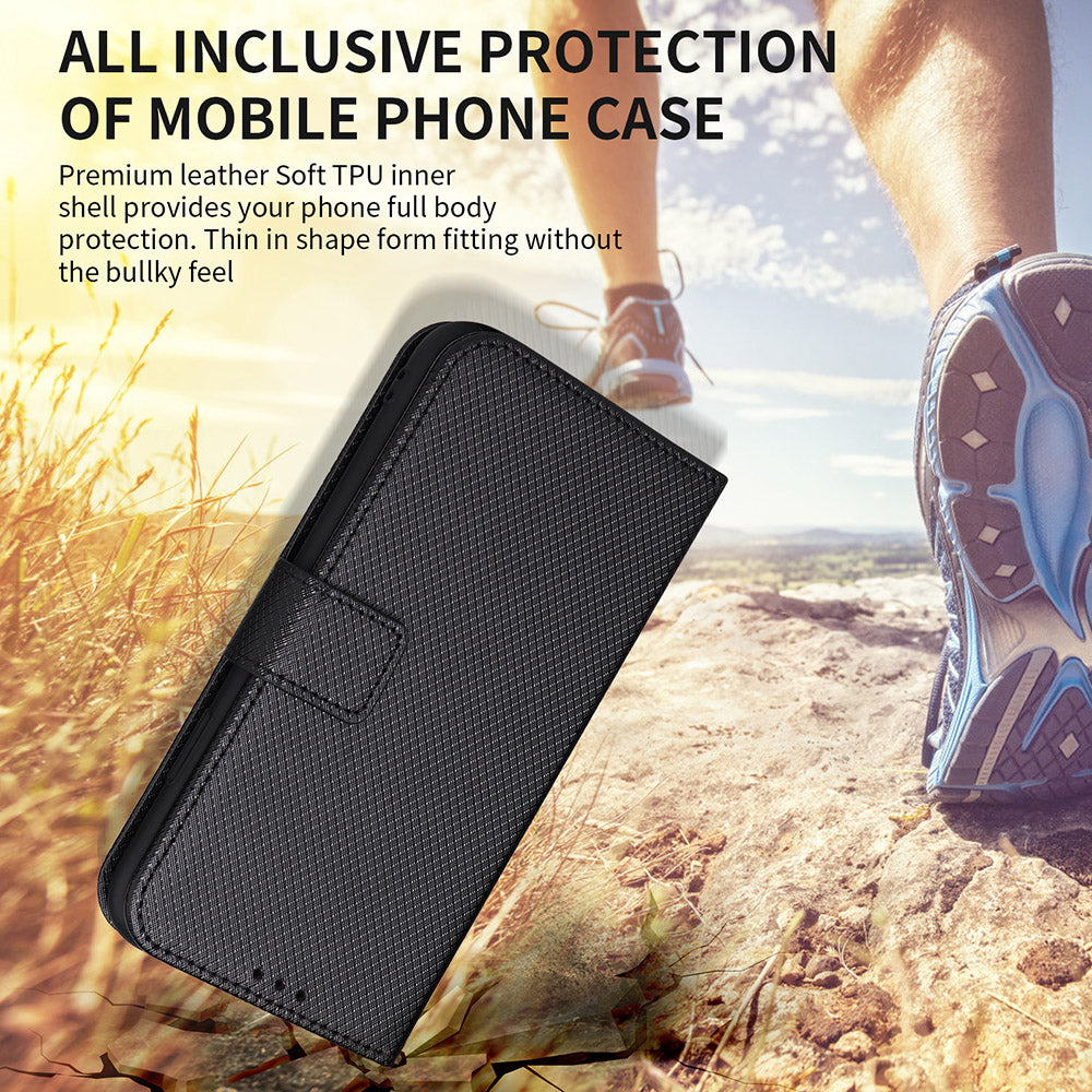 For Oppo Find X6 PU Leather Wallet Case Diamond Texture Stand Protective Phone Cover